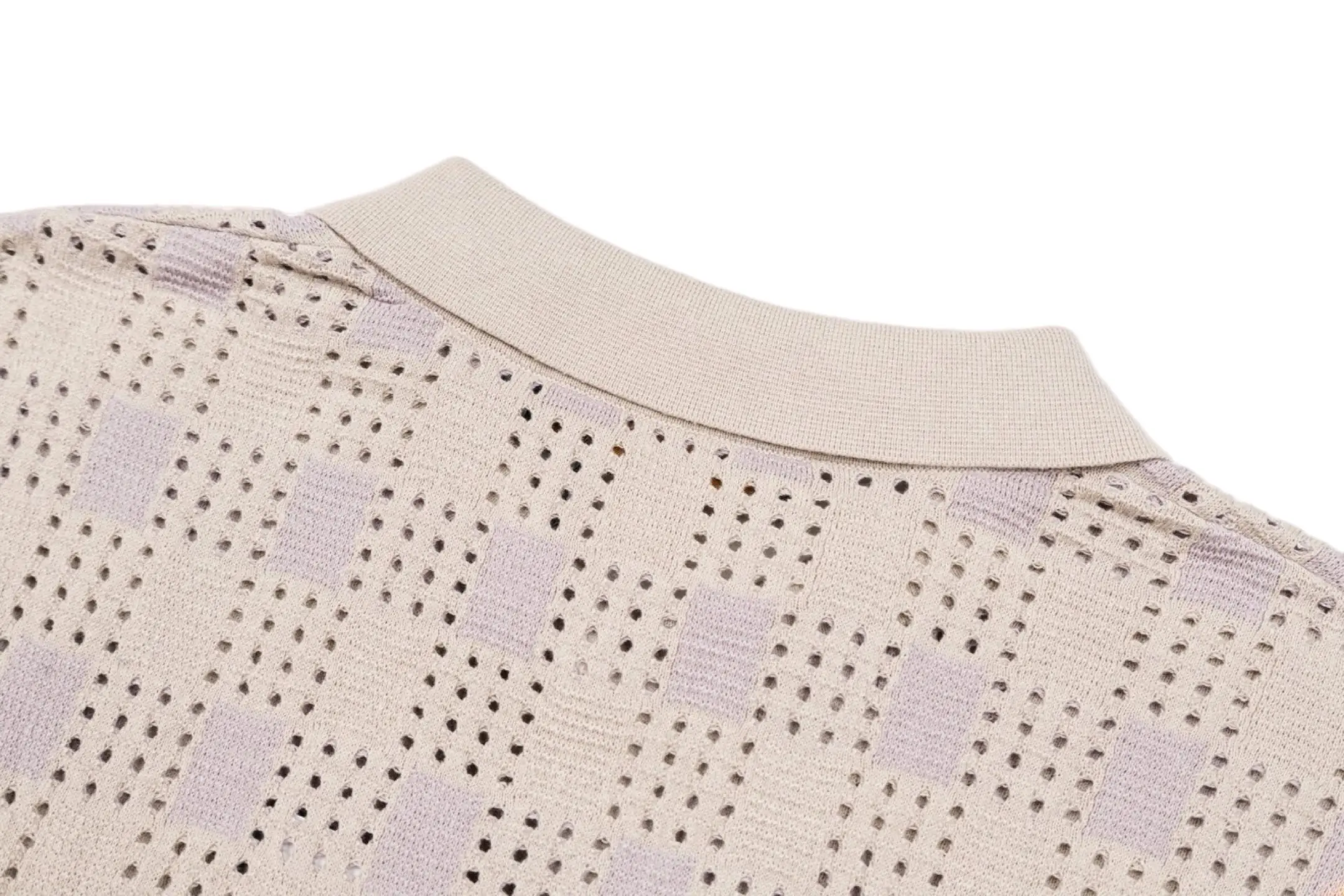 Damier Tweed Knit Short-Sleeve Shirt D29022391 — view 4