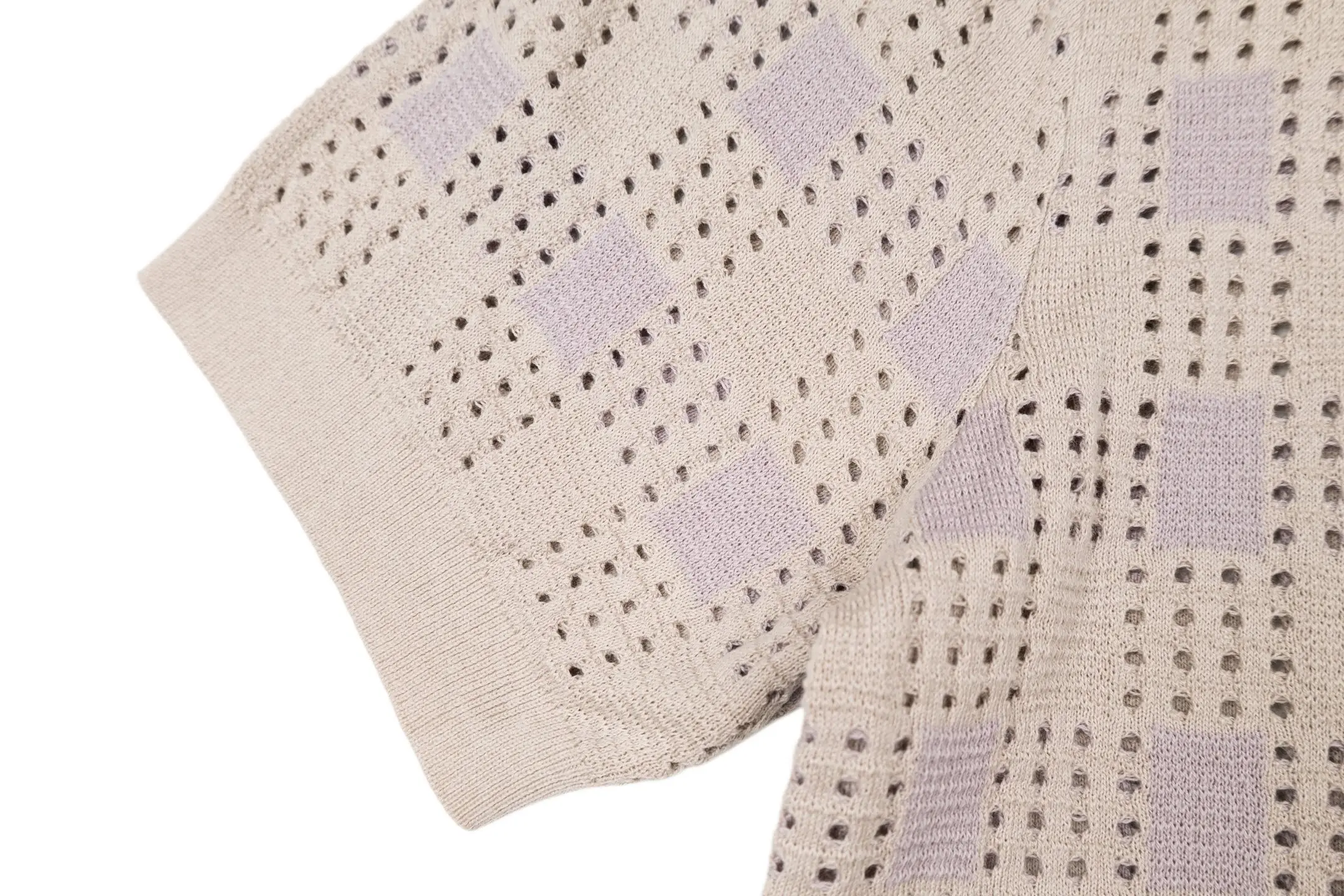 Damier Tweed Knit Short-Sleeve Shirt D29022391 — view 7