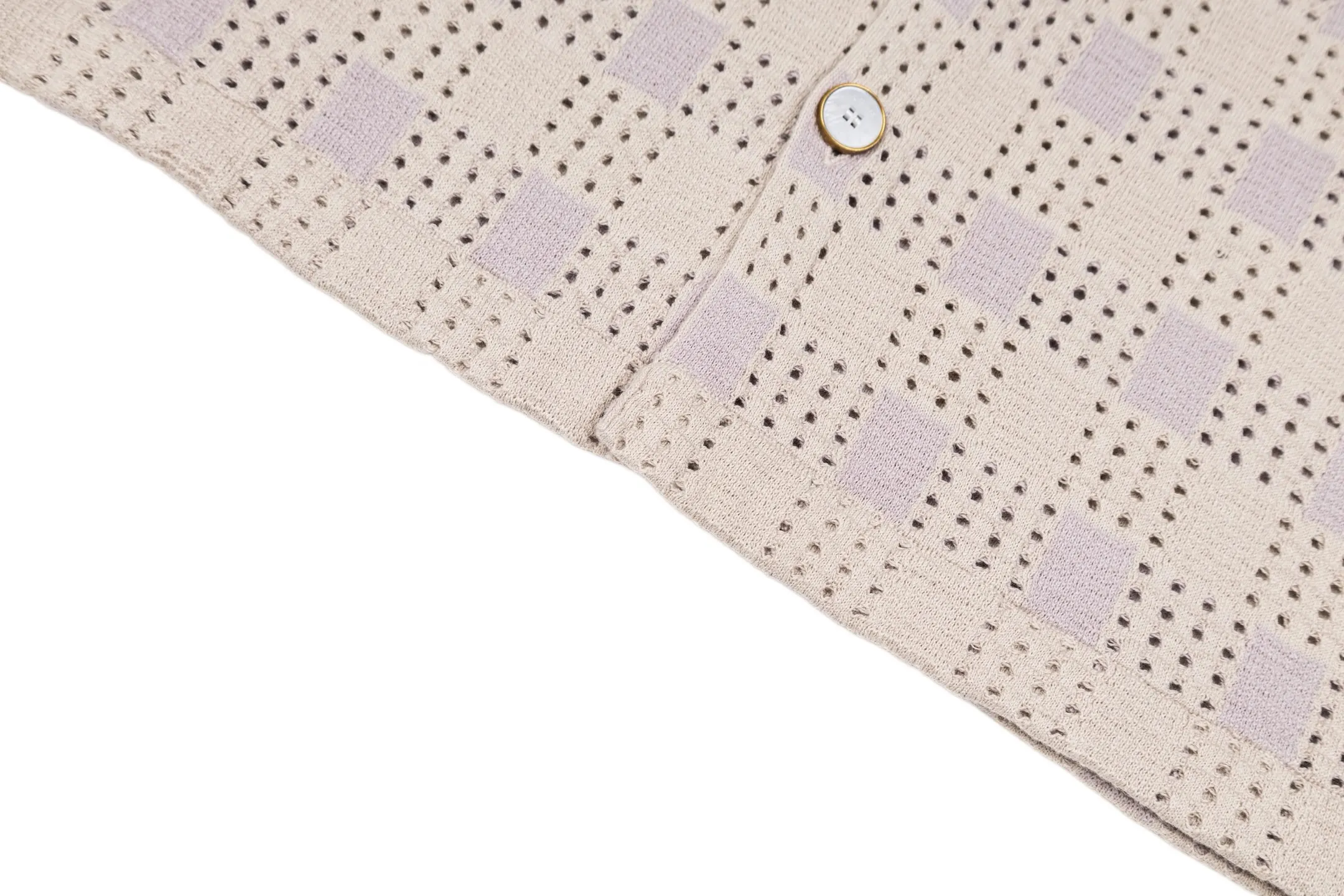 Damier Tweed Knit Short-Sleeve Shirt D29022391 — view 8