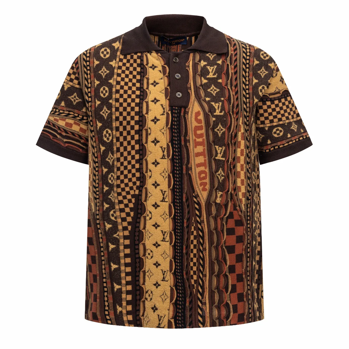 Monogram Intarsia Wool-Blend Knit Polo Shirt D29014202