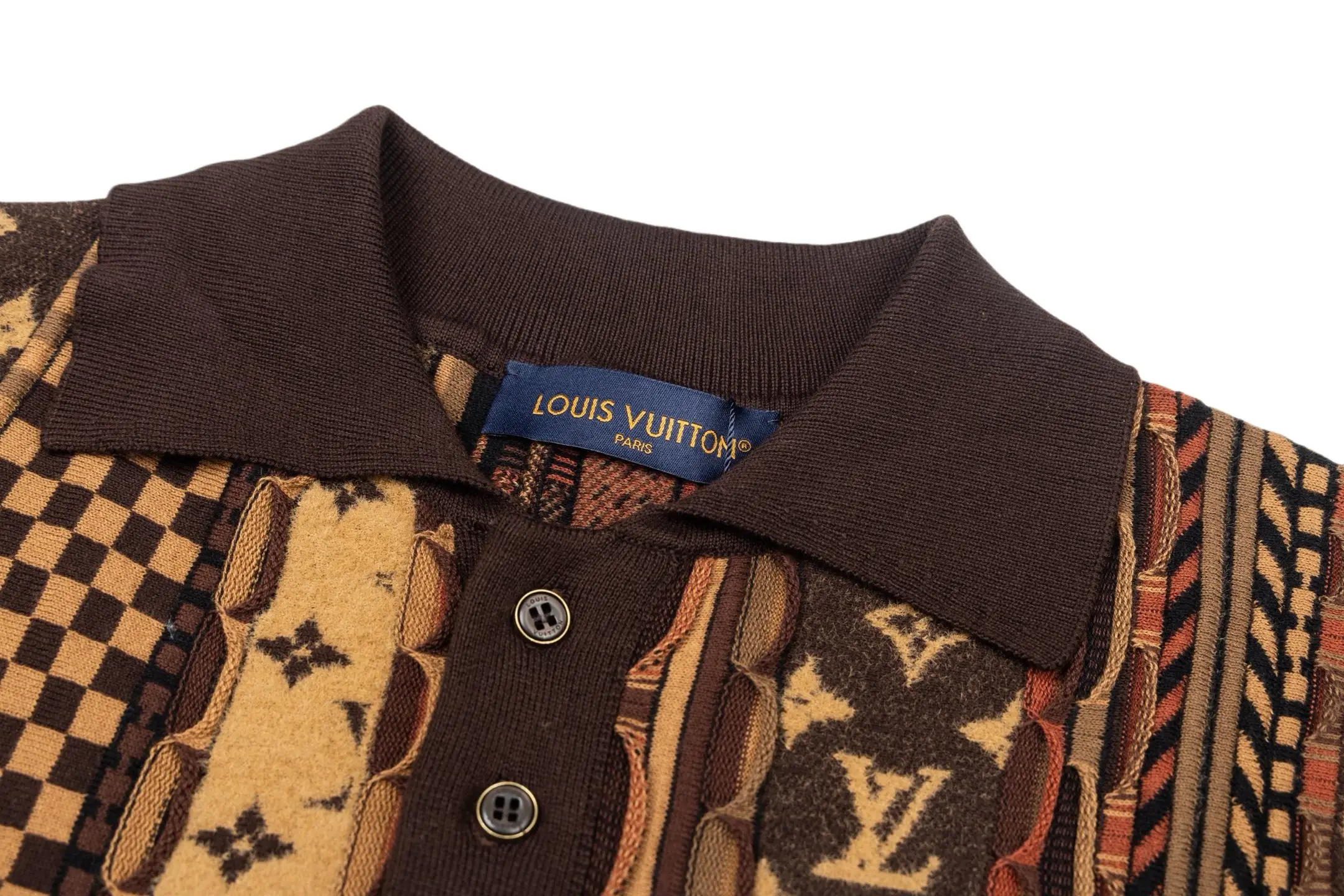 Monogram Intarsia Wool-Blend Knit Polo Shirt D29014202 — view 3