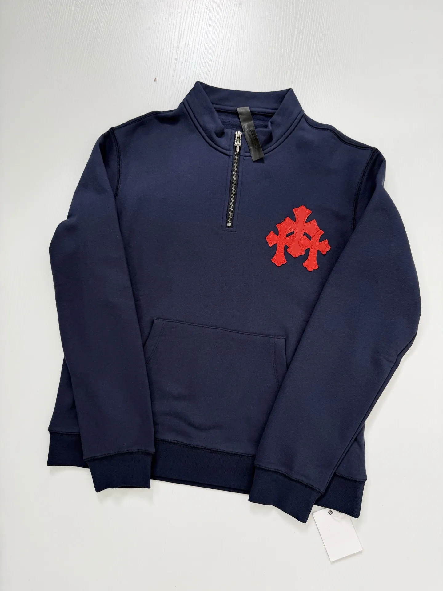 Leather Cross Patch Half-Zip Sweatshirt D29021982 — view 3