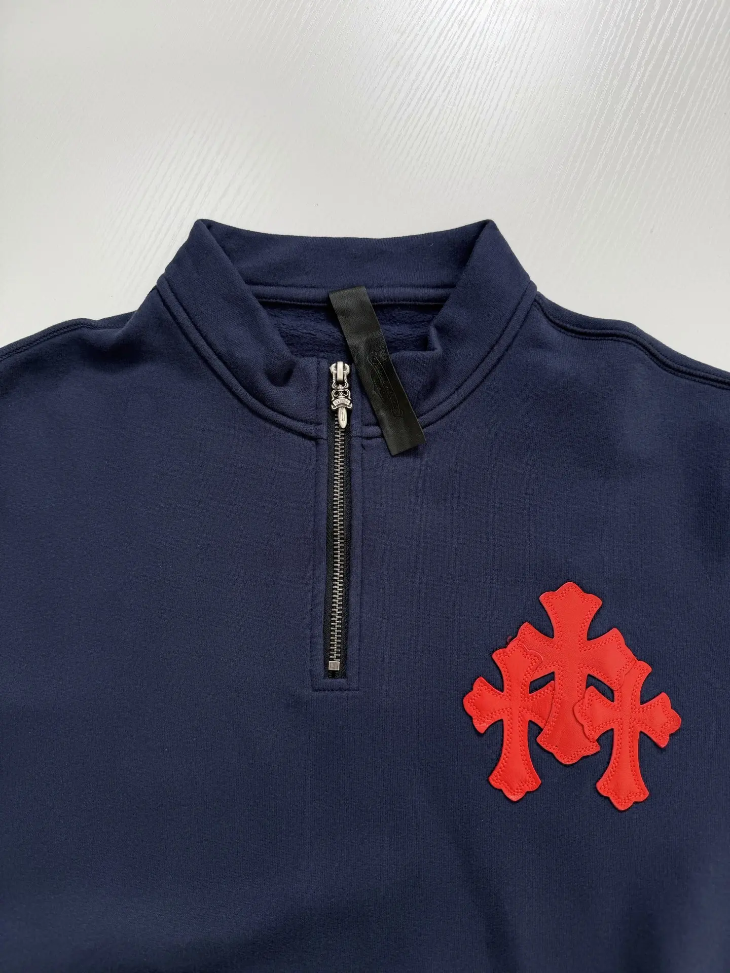 Leather Cross Patch Half-Zip Sweatshirt D29021982 — view 4