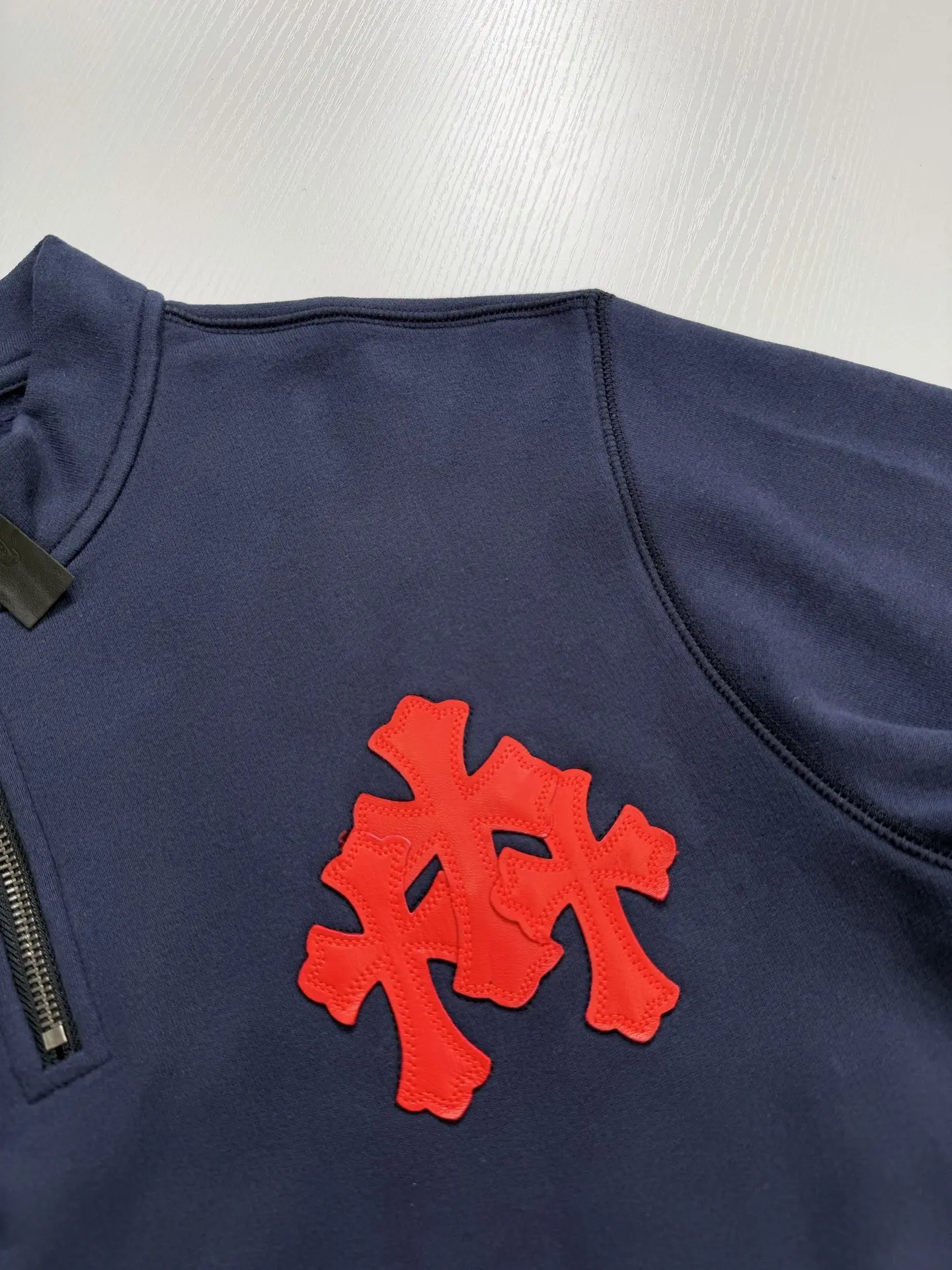 Leather Cross Patch Half-Zip Sweatshirt D29021982 — view 5