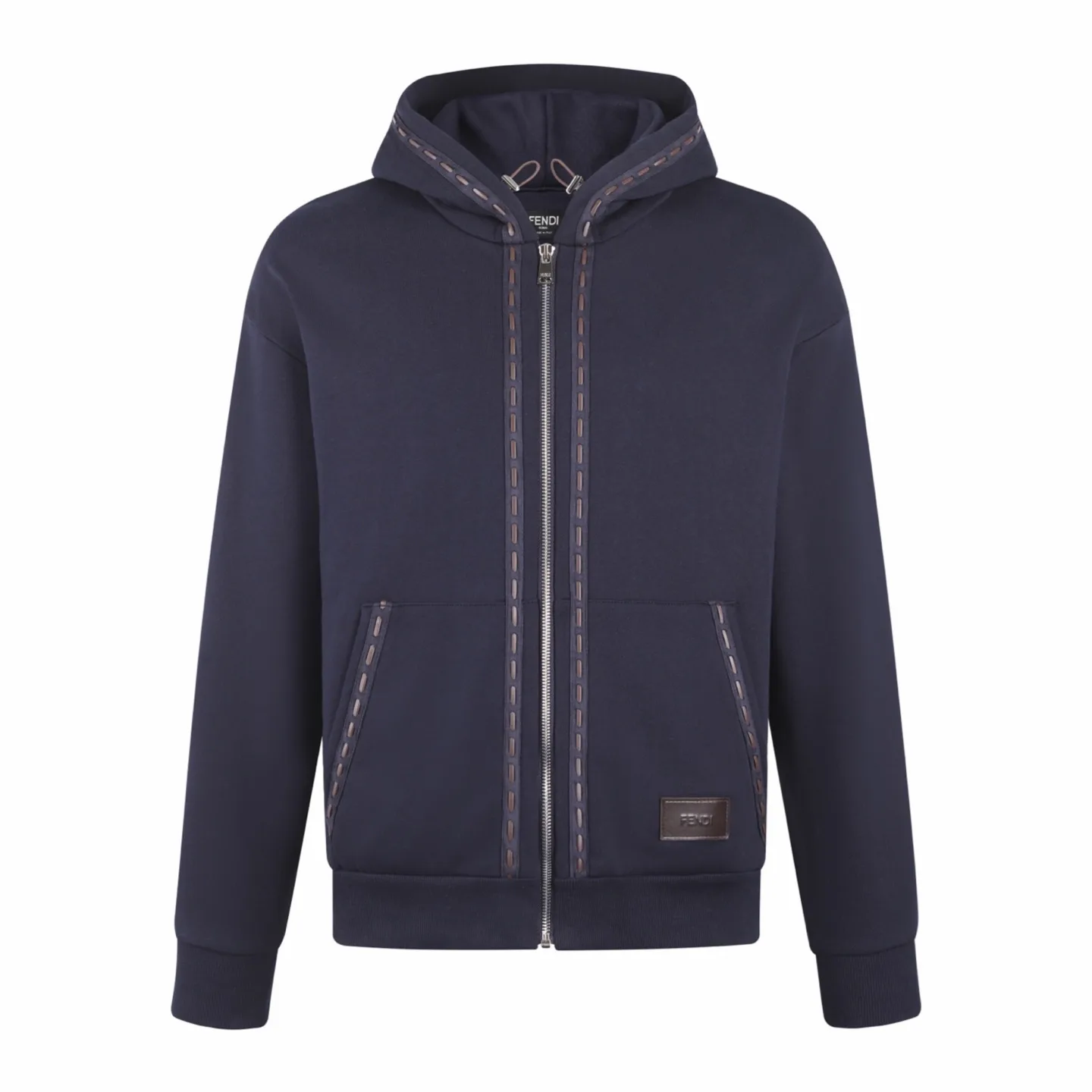 Logo Leather Patch Zip-Up Hoodie D29022410