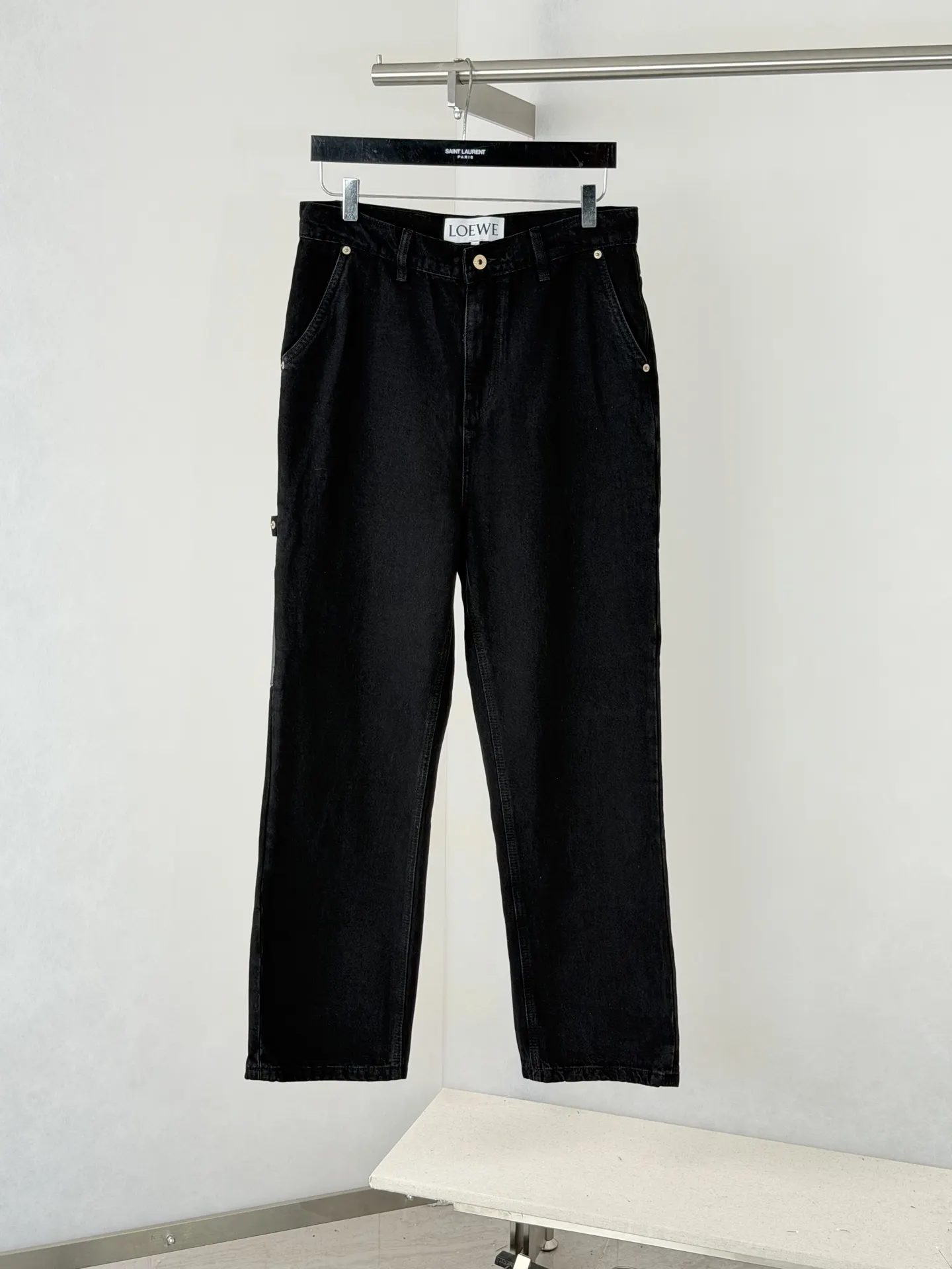 Leather-Trimmed Wide-Leg Carpenter Jeans D29018752