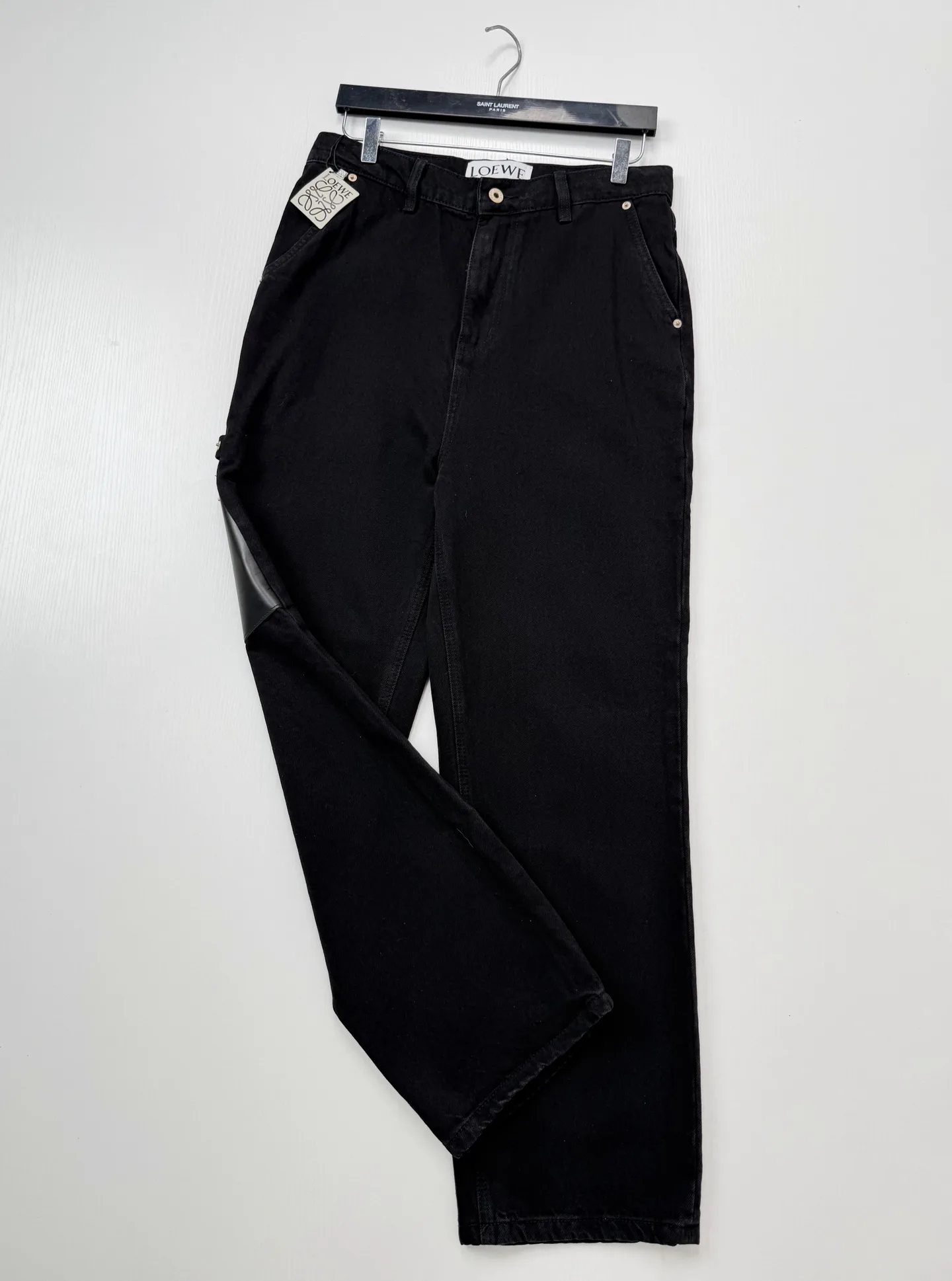 Leather-Trimmed Wide-Leg Carpenter Jeans D29018752 — view 3