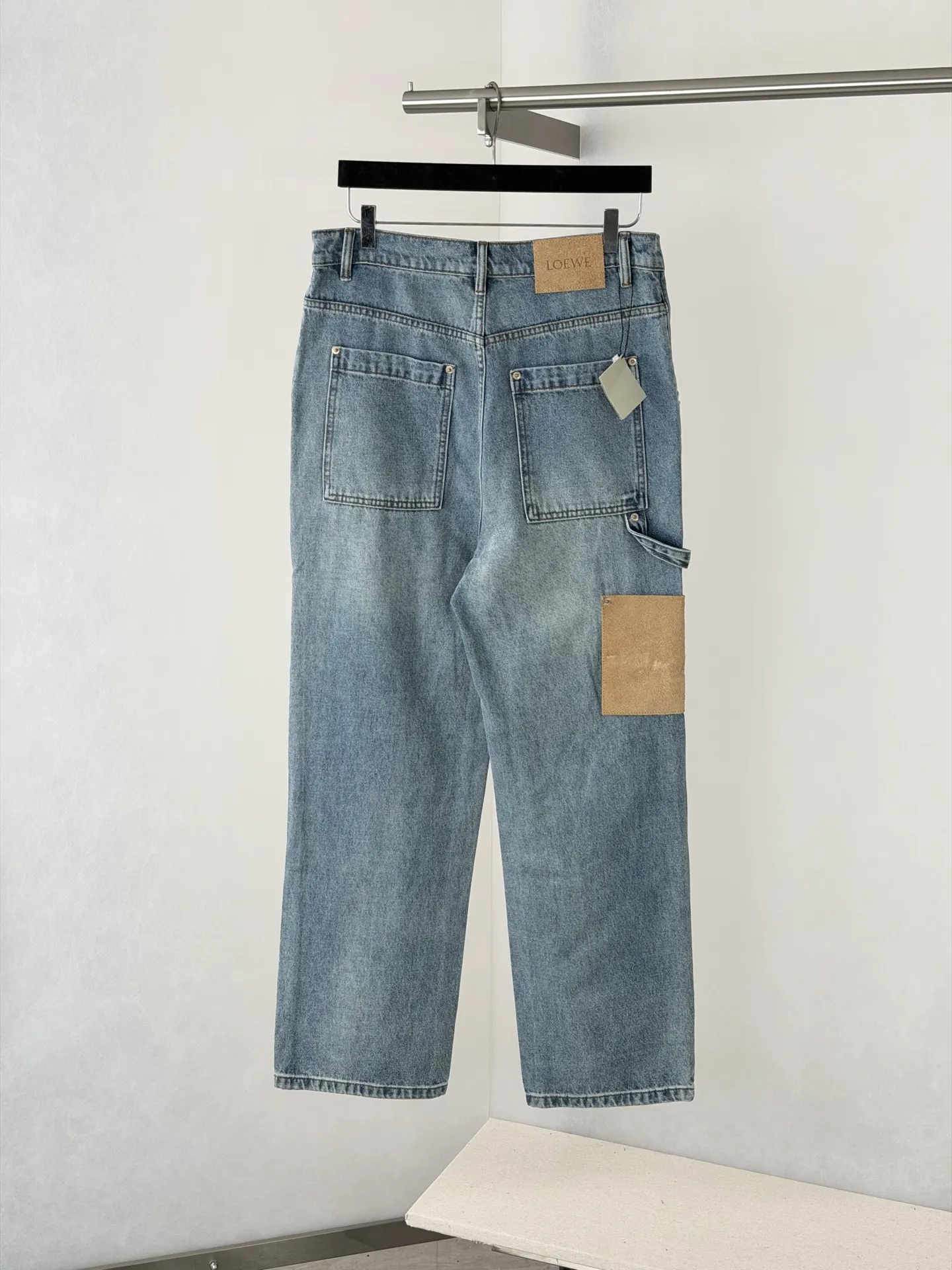 Leather-Trimmed Wide-Leg Carpenter Jeans D29018753 — view 2