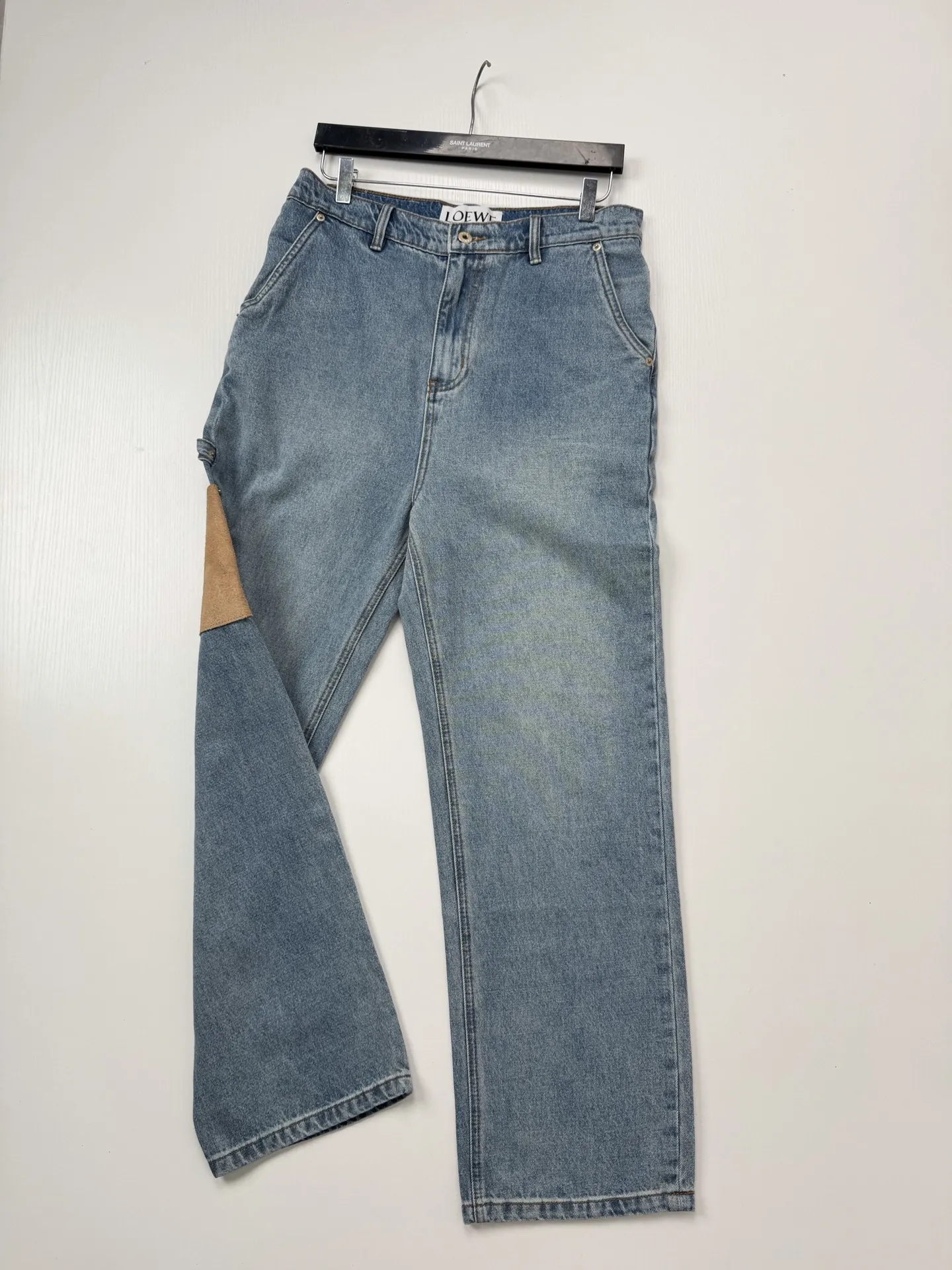Leather-Trimmed Wide-Leg Carpenter Jeans D29018753 — view 3