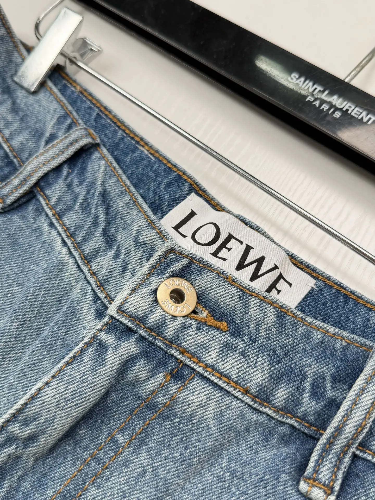 Leather-Trimmed Wide-Leg Carpenter Jeans D29018753 — view 9