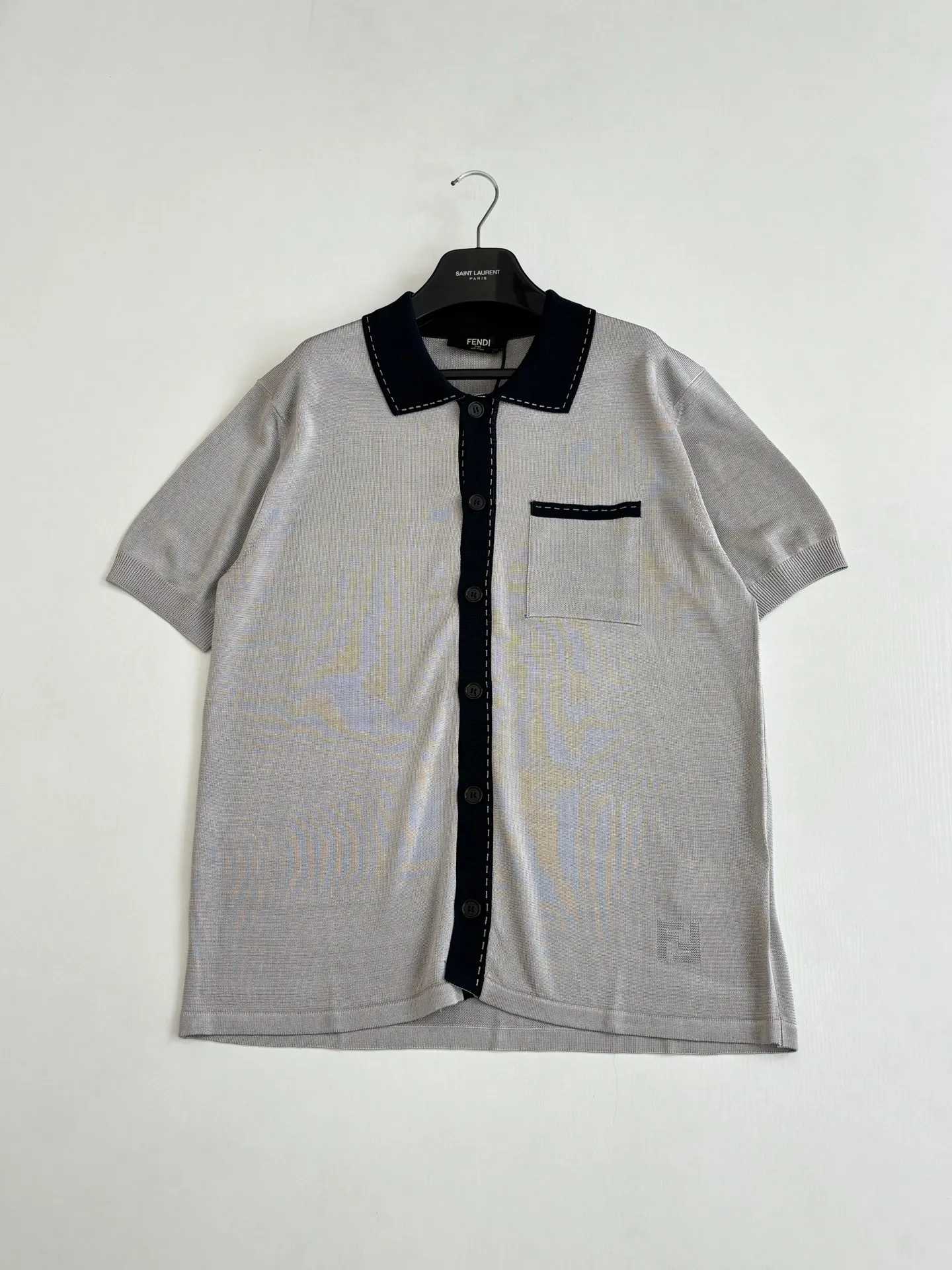 Contrast-Stitch Knit Polo Cardigan D29518726 — view 3