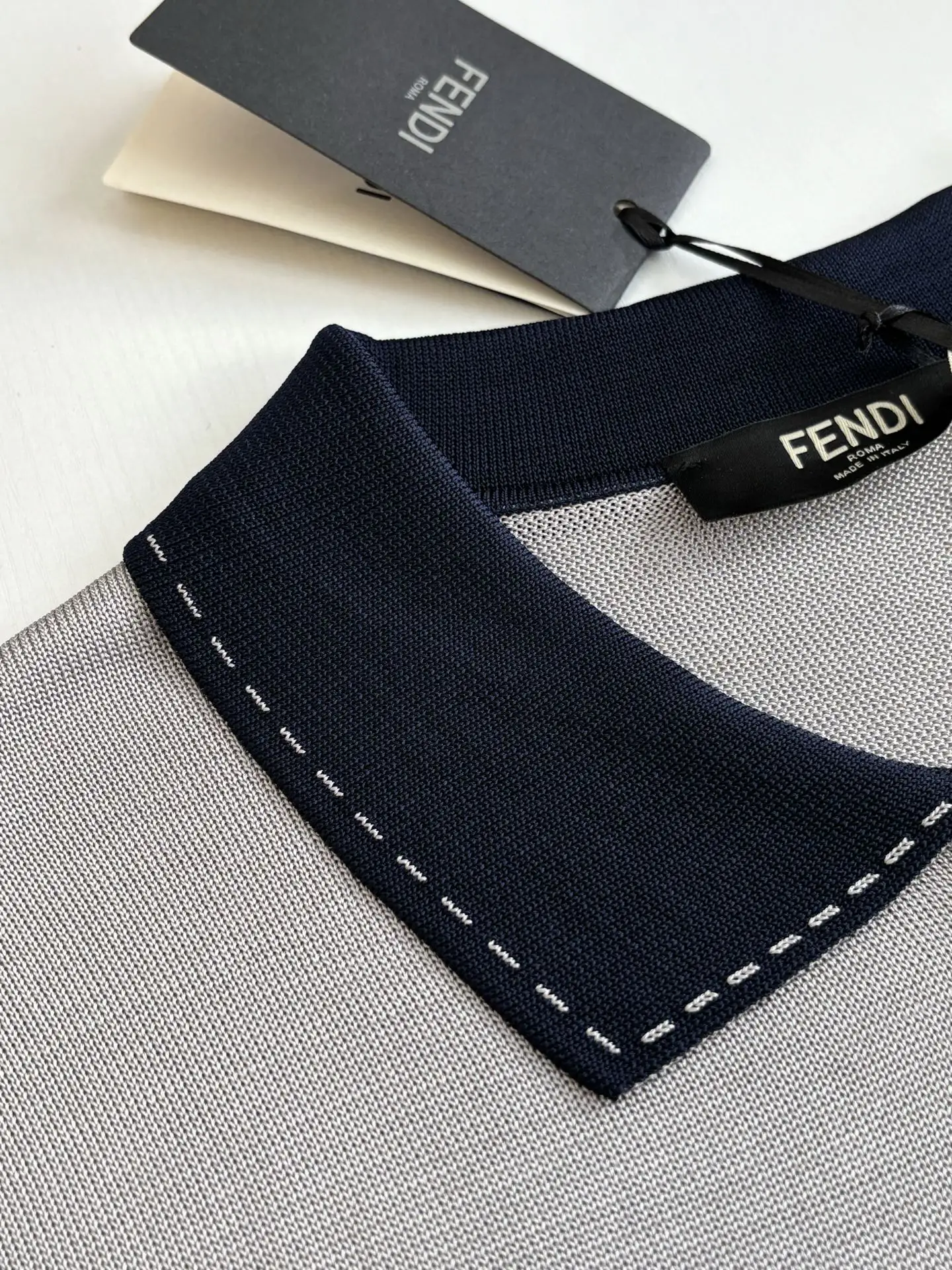 Contrast-Stitch Knit Polo Cardigan D29518726 — view 5