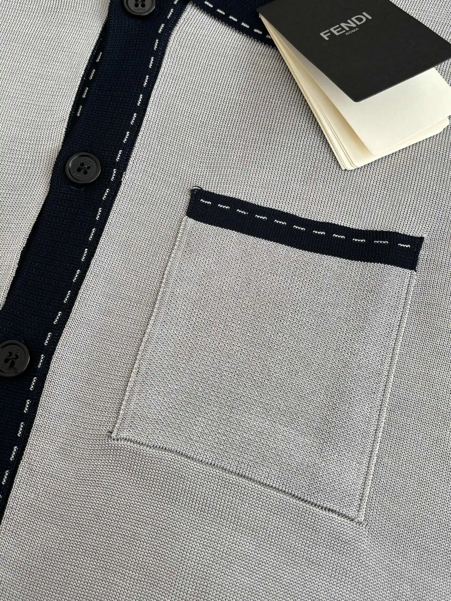 Contrast-Stitch Knit Polo Cardigan D29518726 — view 6
