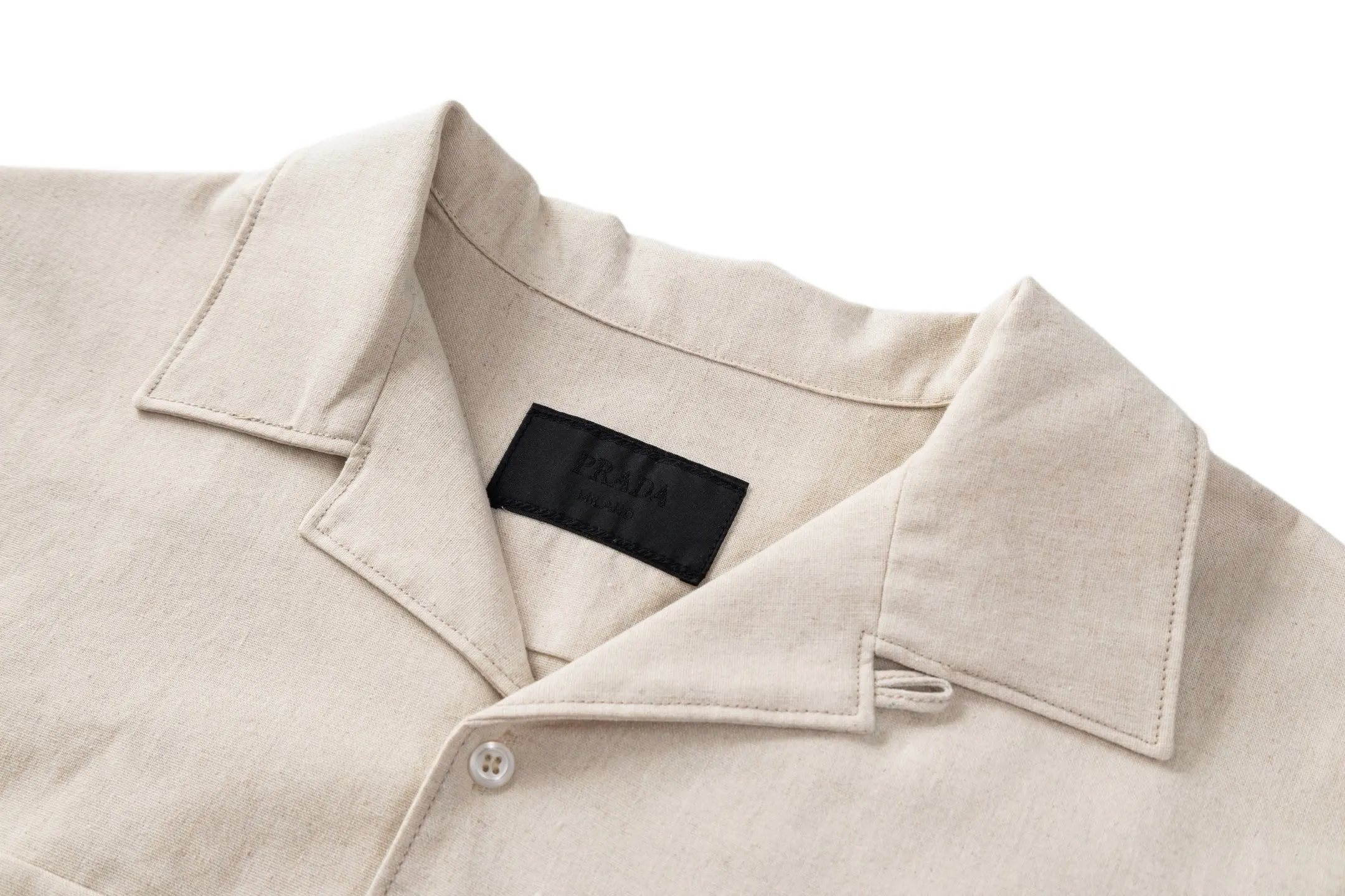Logo-Plaque Cotton and Linen-Blend Shirt D29522503 — view 3