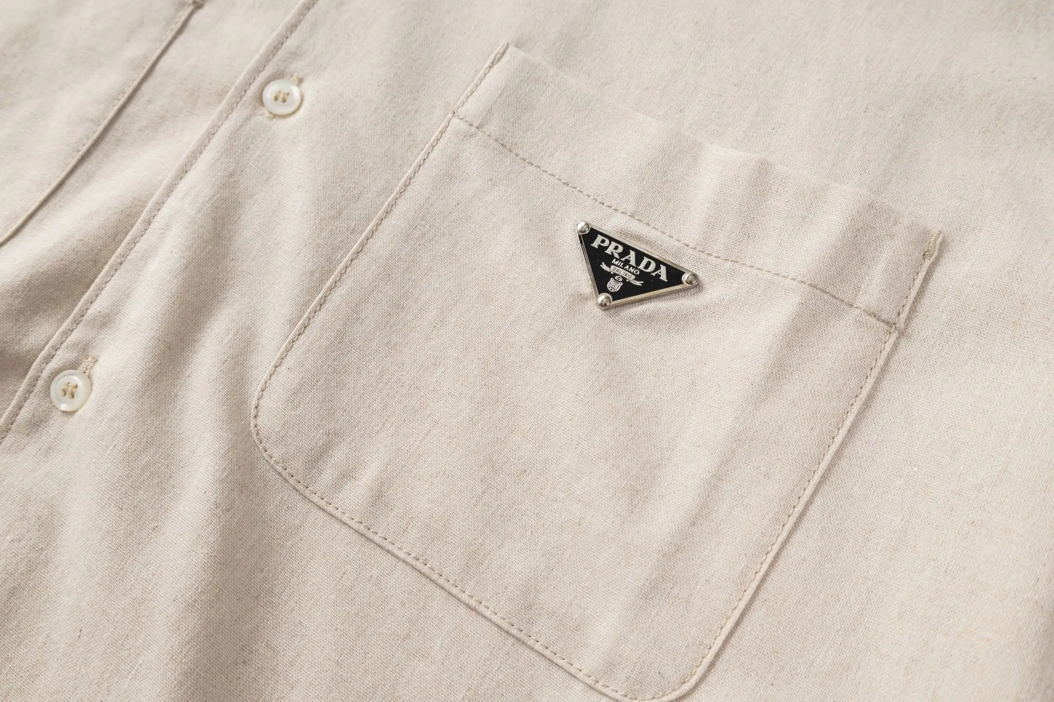 Logo-Plaque Cotton and Linen-Blend Shirt D29522503 — view 6