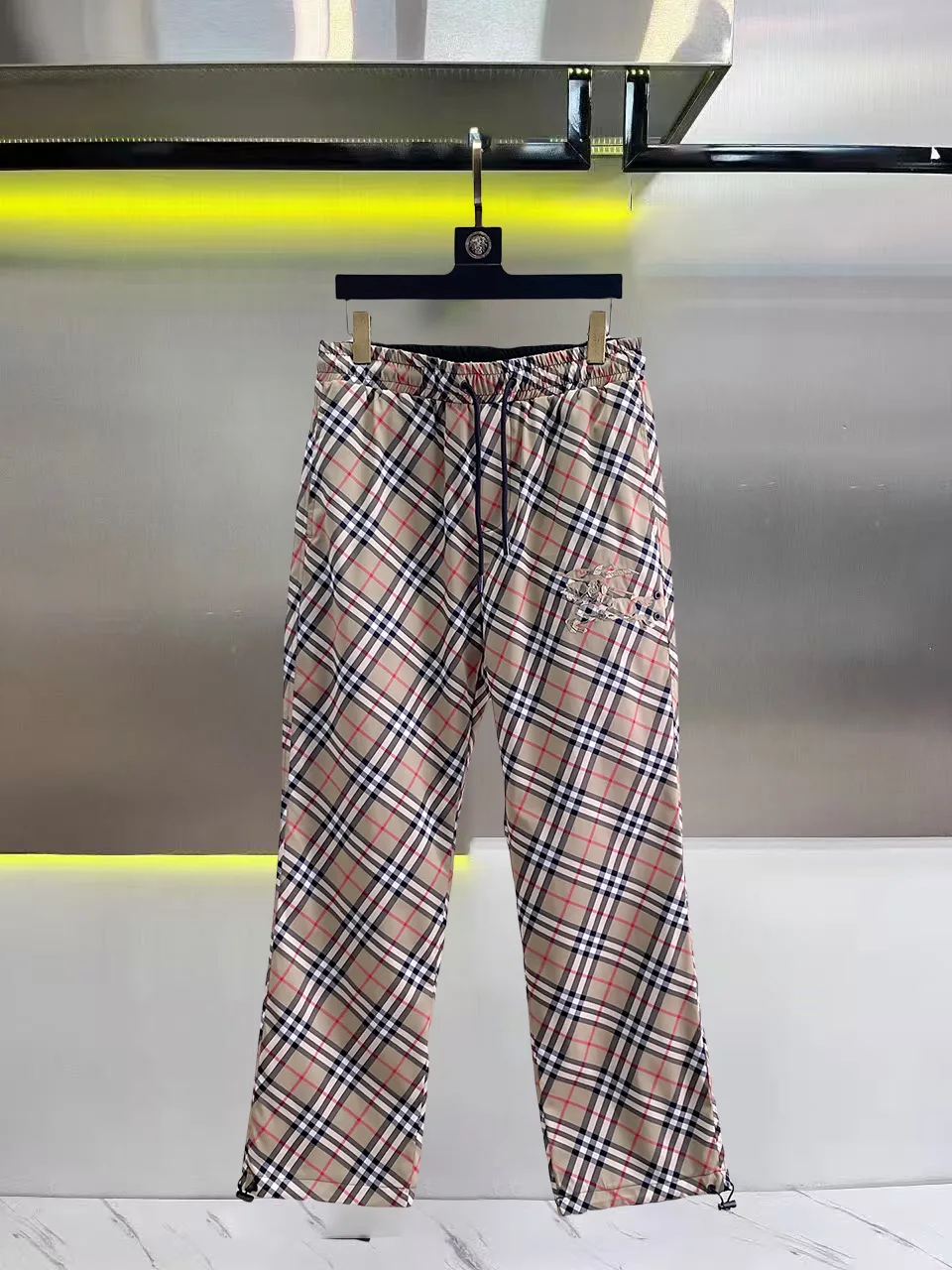 Check Print Drawstring Trousers D30014836