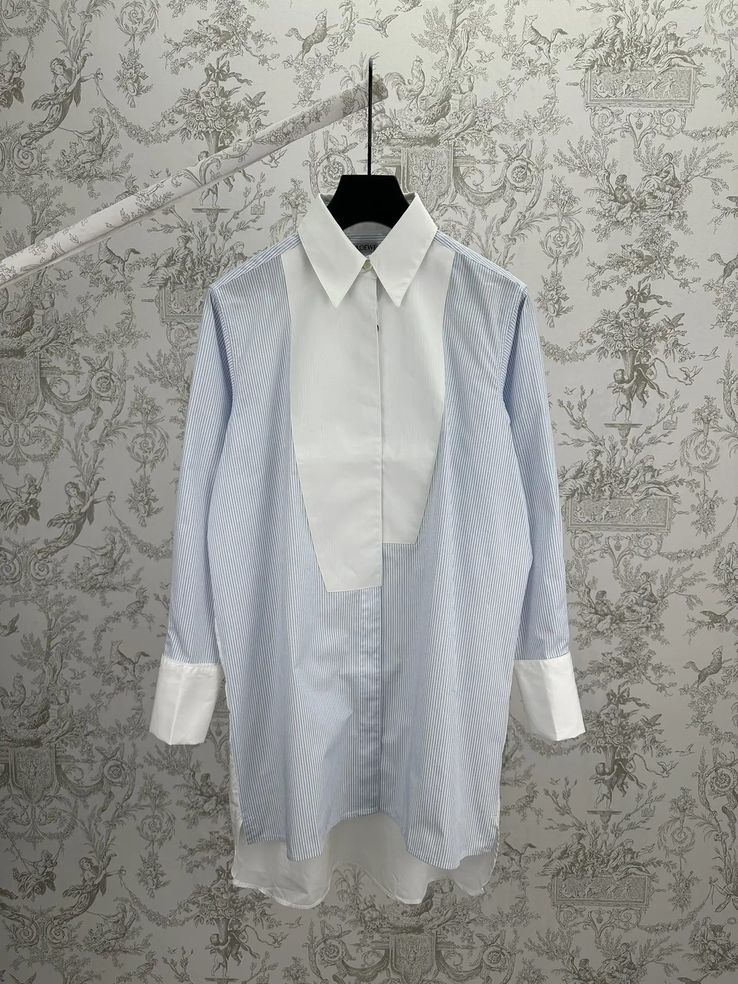 Striped Cotton Bib-Front Shirt D30014390