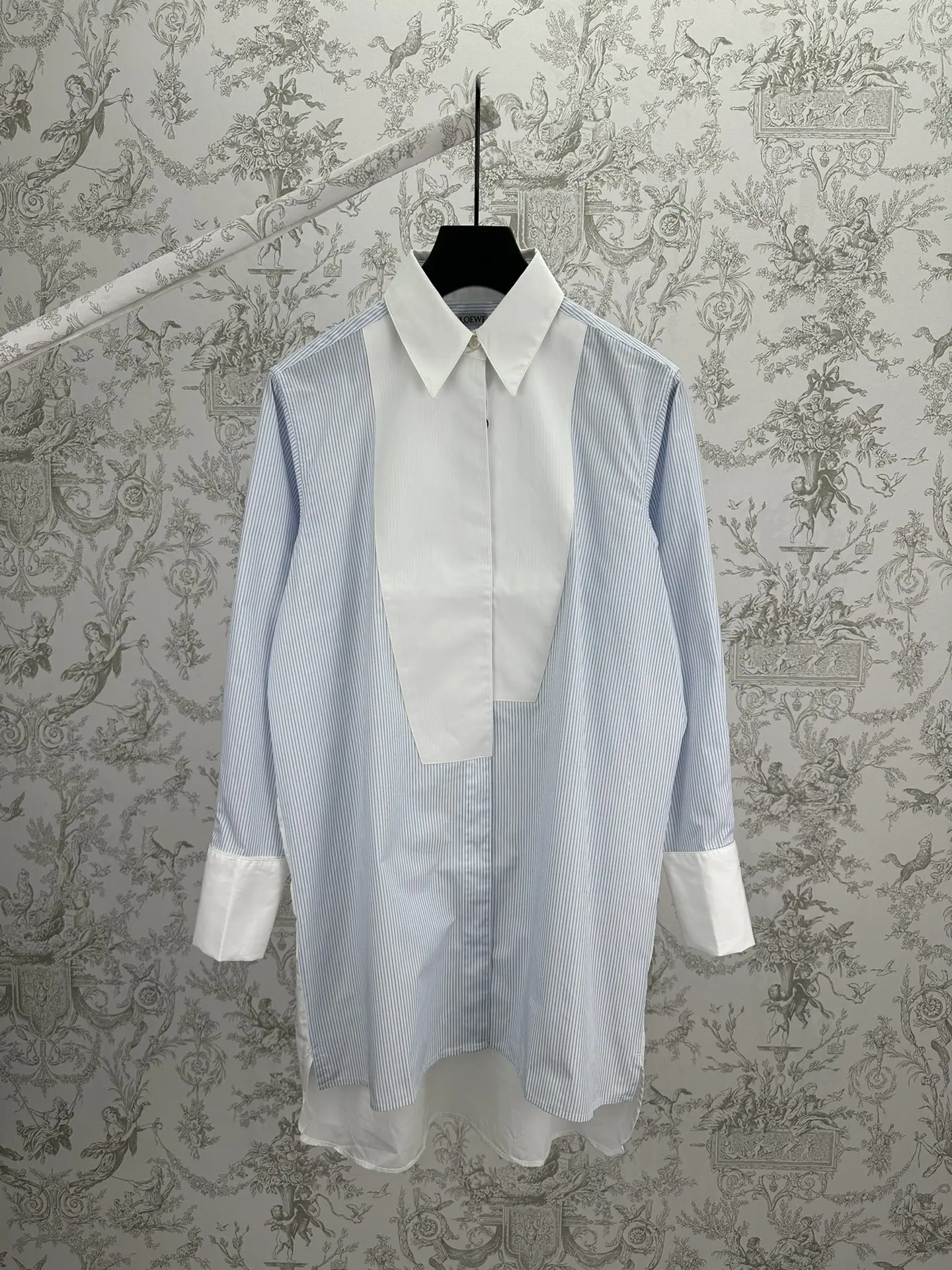 Striped Cotton Bib-Front Shirt D30014390