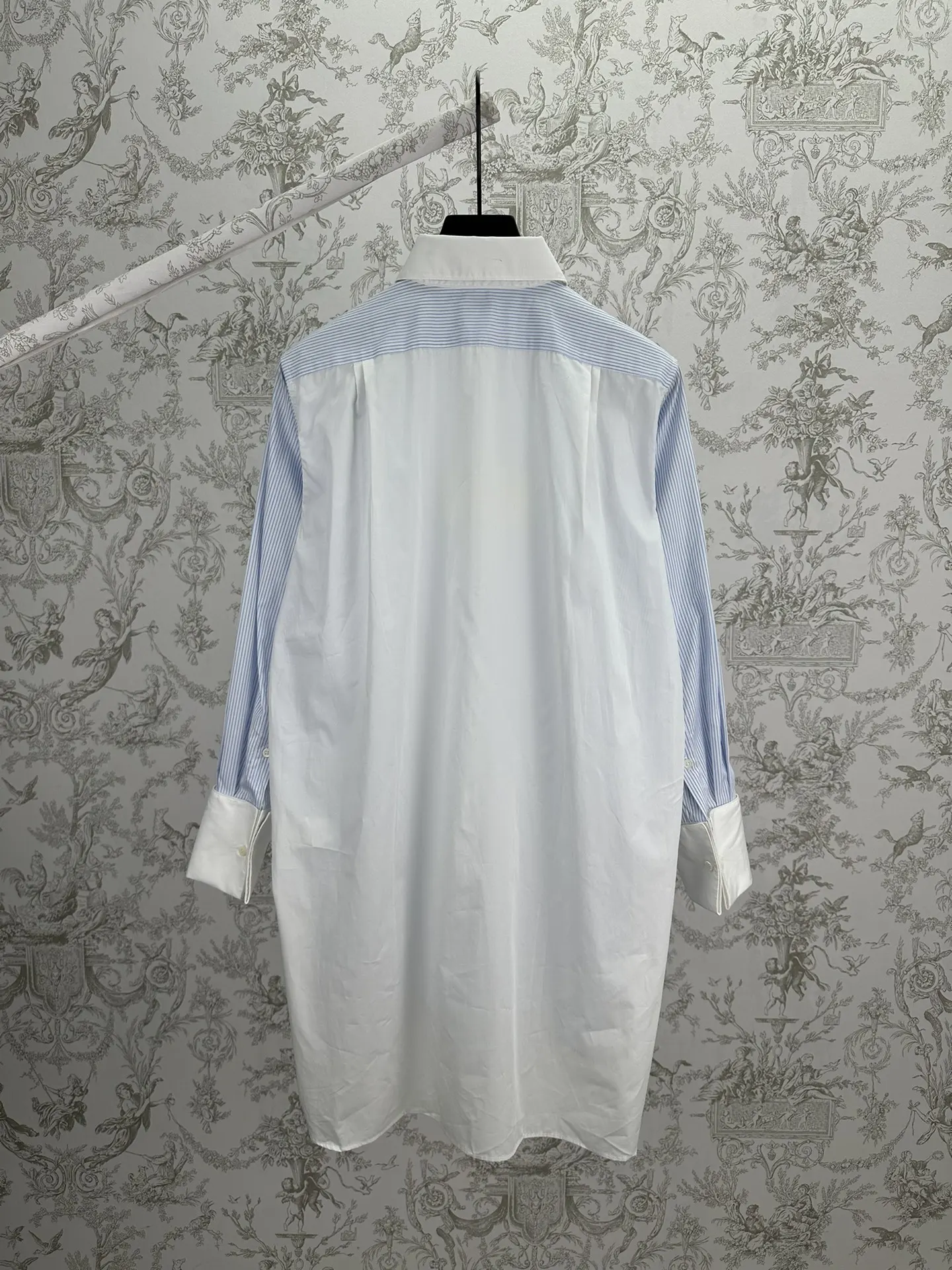 Striped Cotton Bib-Front Shirt D30014390 — view 2
