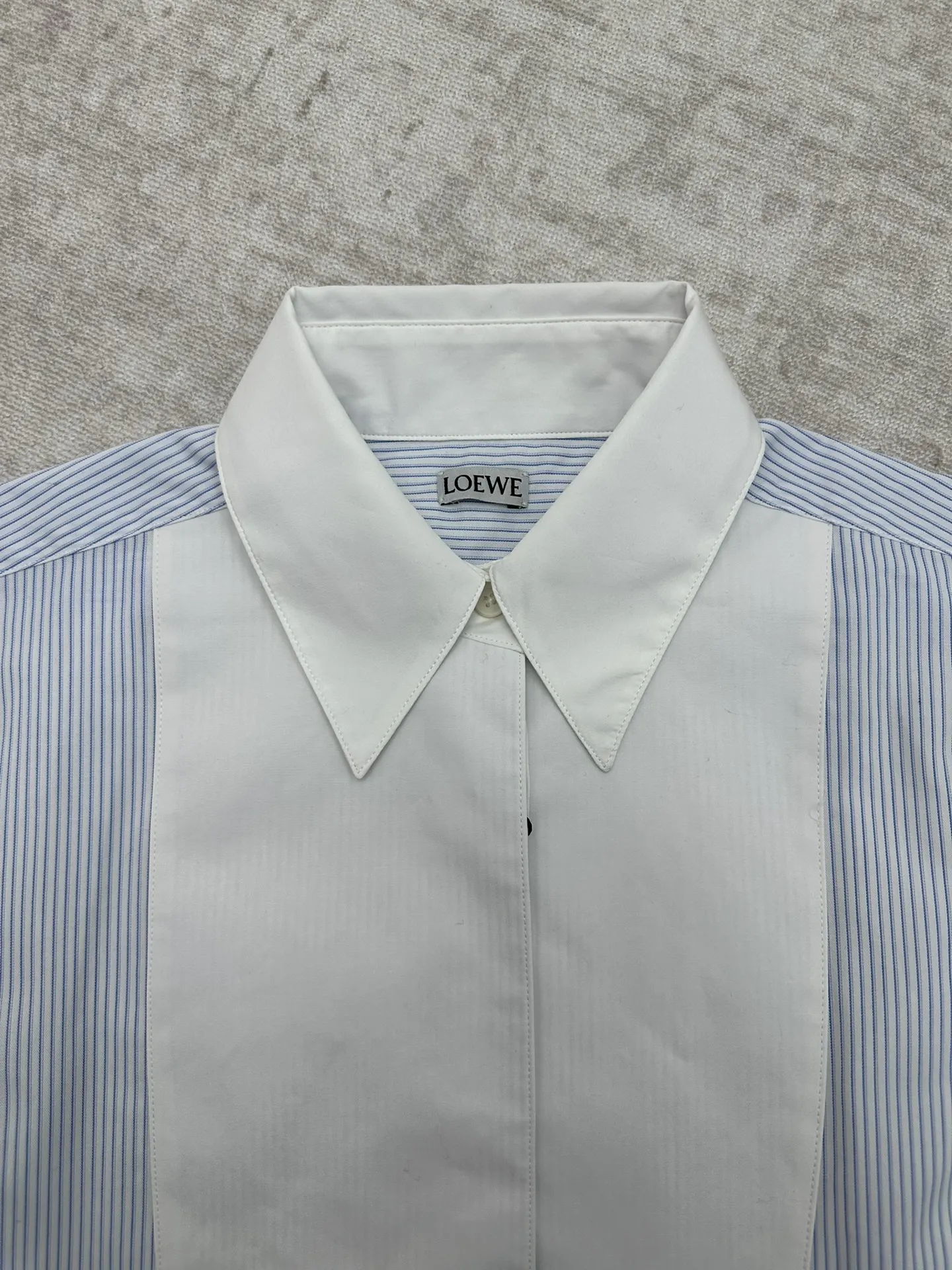 Striped Cotton Bib-Front Shirt D30014390 — view 3