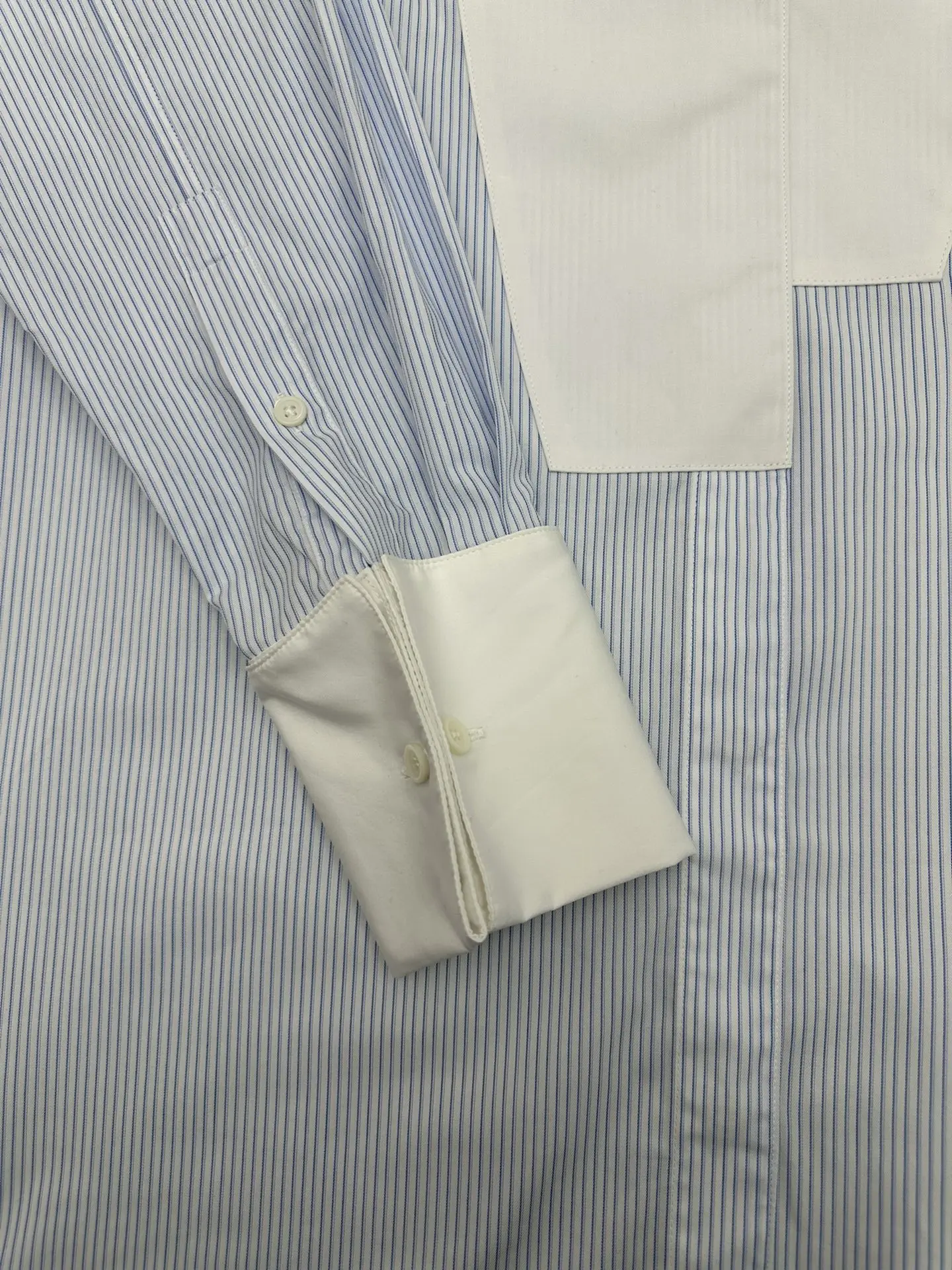Striped Cotton Bib-Front Shirt D30014390 — view 5