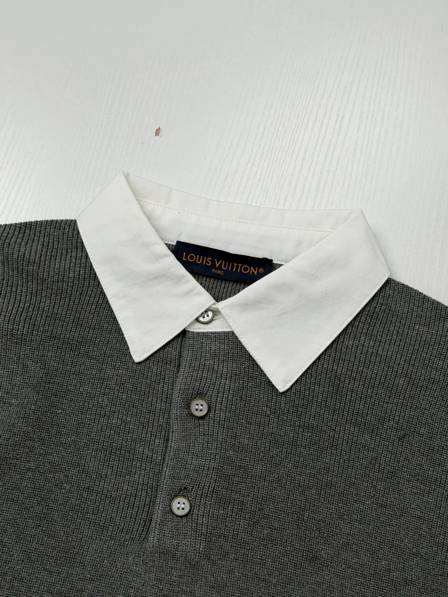 Color-Block Ribbed Wool-Blend Polo Sweater D30018703 — view 3
