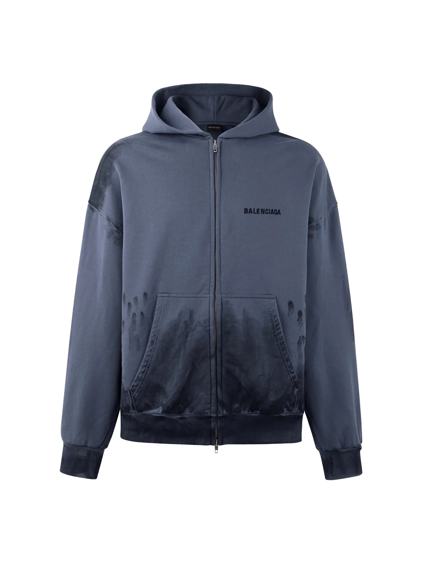 Hand-Painted Logo Embroidered Zip-Up Hoodie D30019173