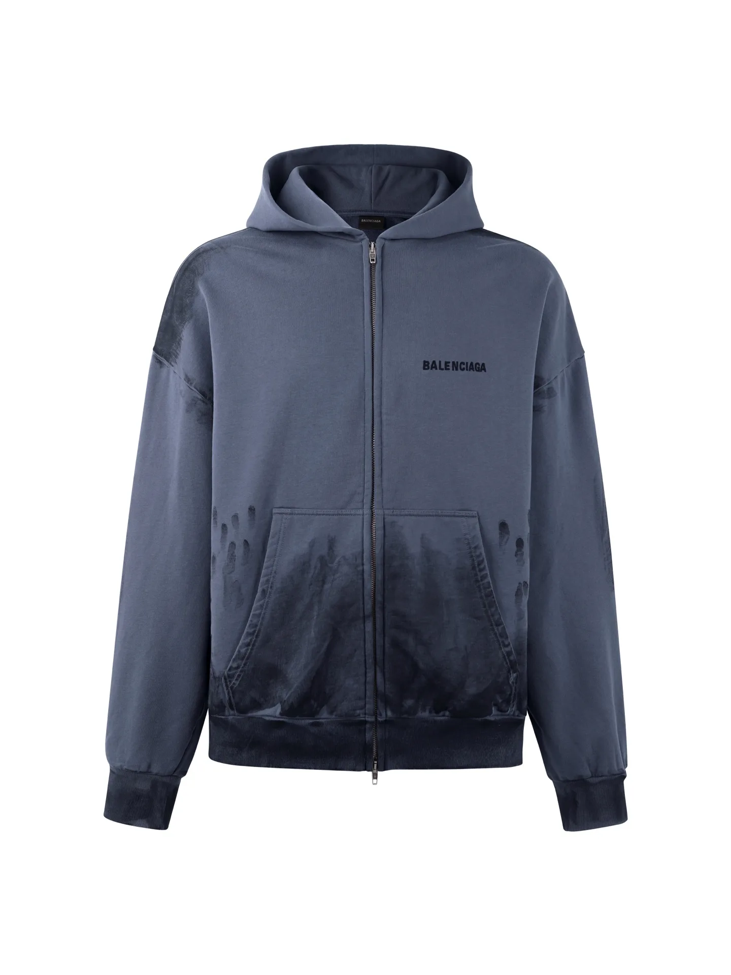Hand-Painted Logo Embroidered Zip-Up Hoodie D30019173