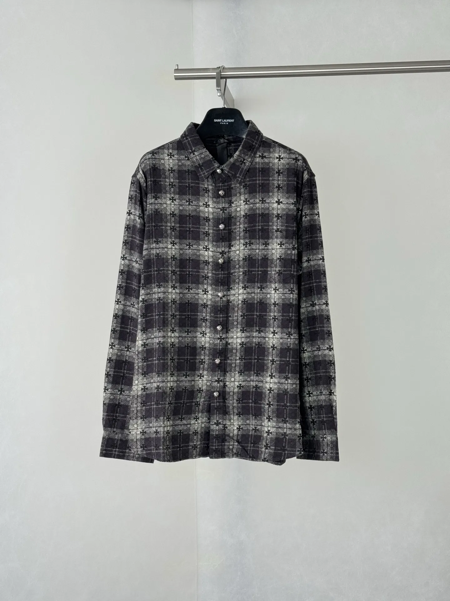 Cross-Print Plaid Flannel Shirt D30018742
