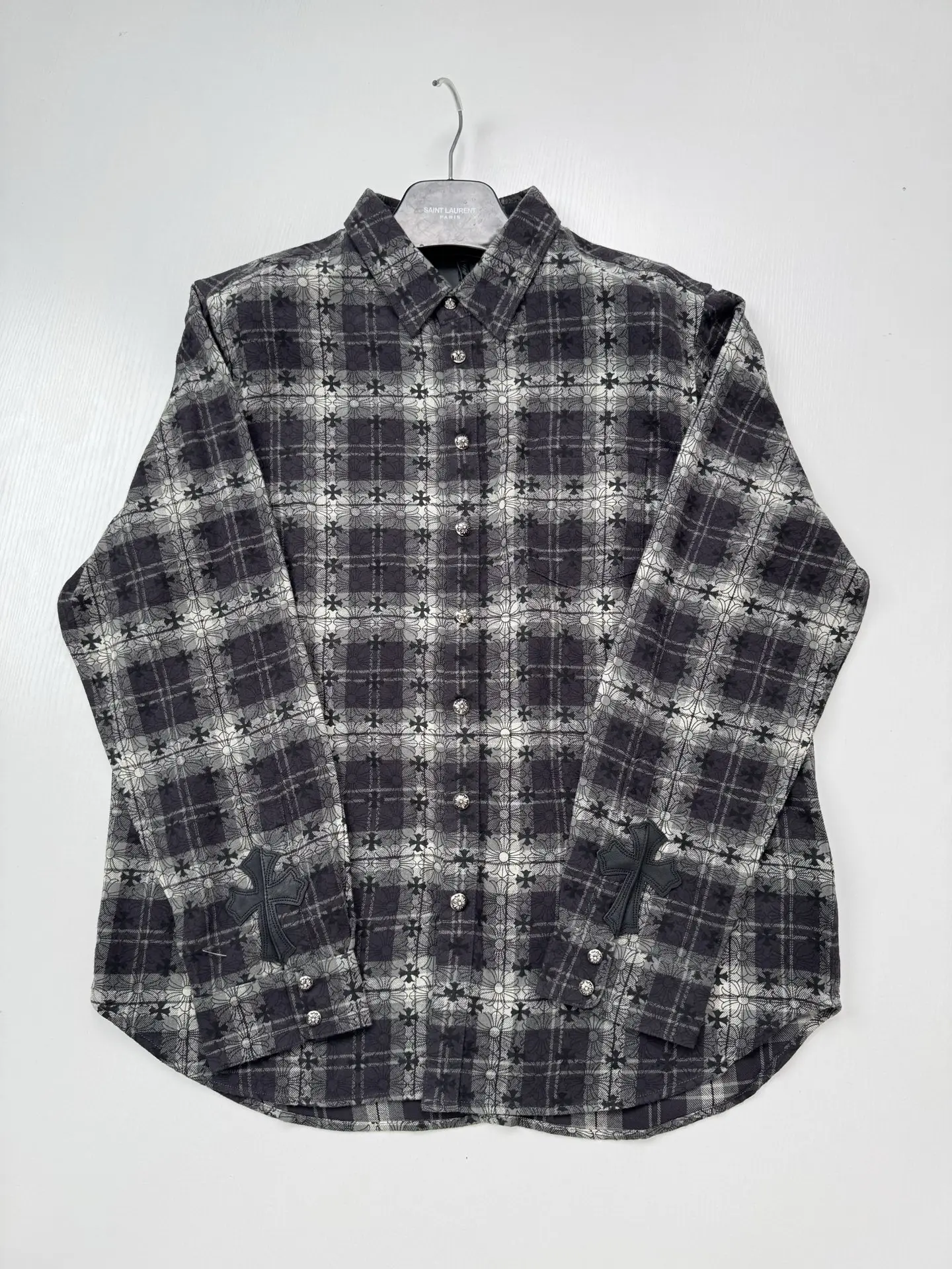 Cross-Print Plaid Flannel Shirt D30018742 — view 3