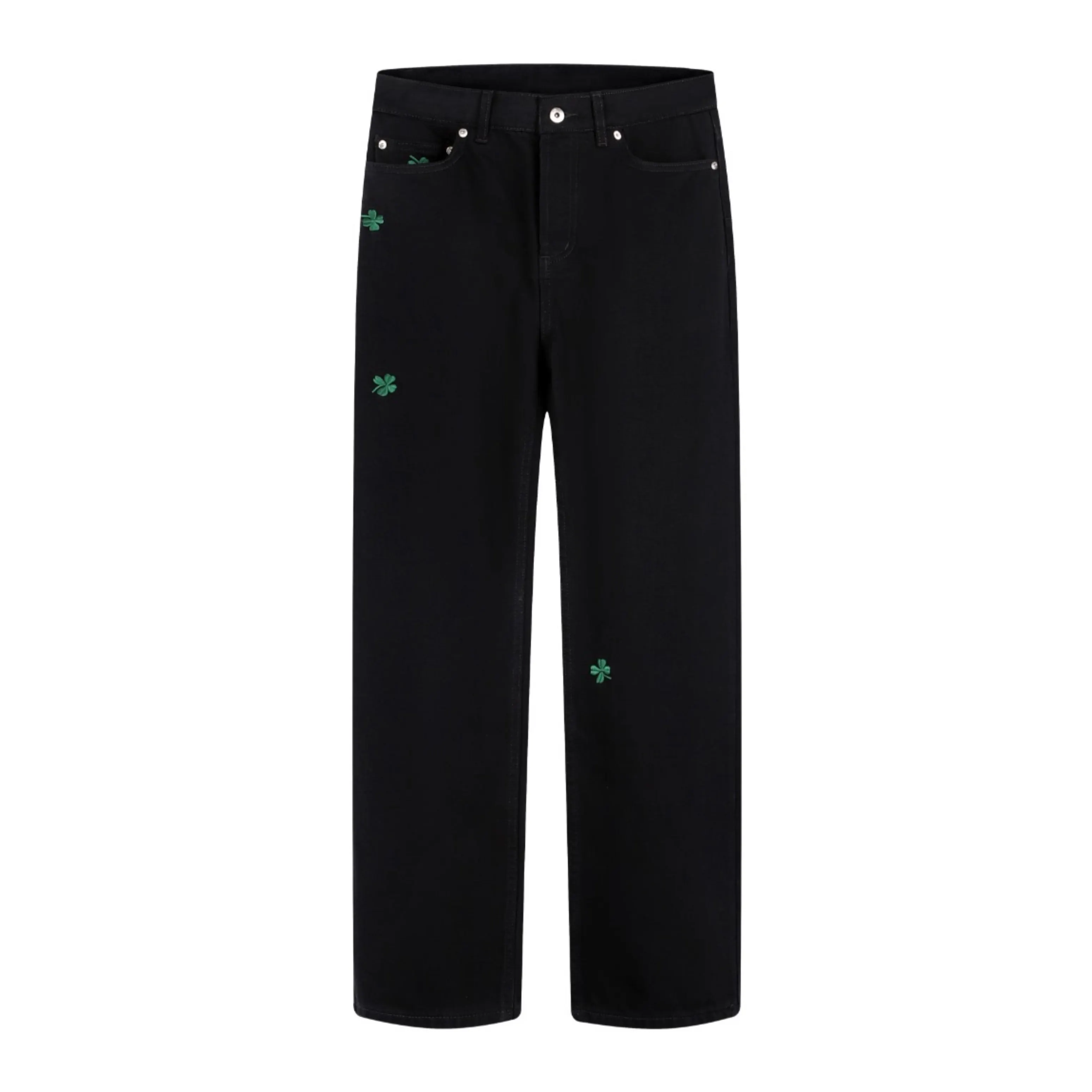 Clover Embroidered Straight-Leg Jeans D30022407