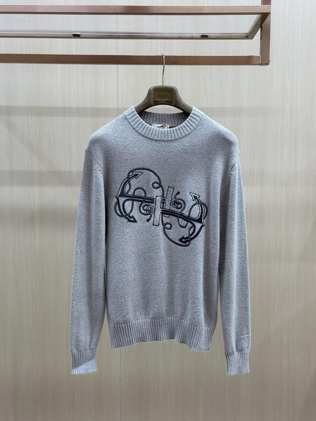 Embroidered Anchor Motif Wool-Cotton Sweater D30520436 — view 3