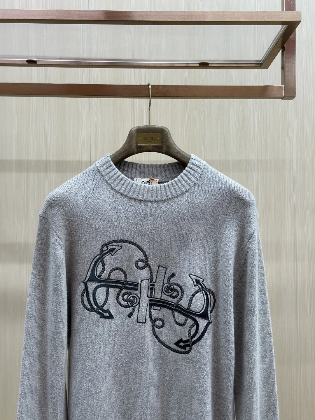 Embroidered Anchor Motif Wool-Cotton Sweater D30520436 — view 4