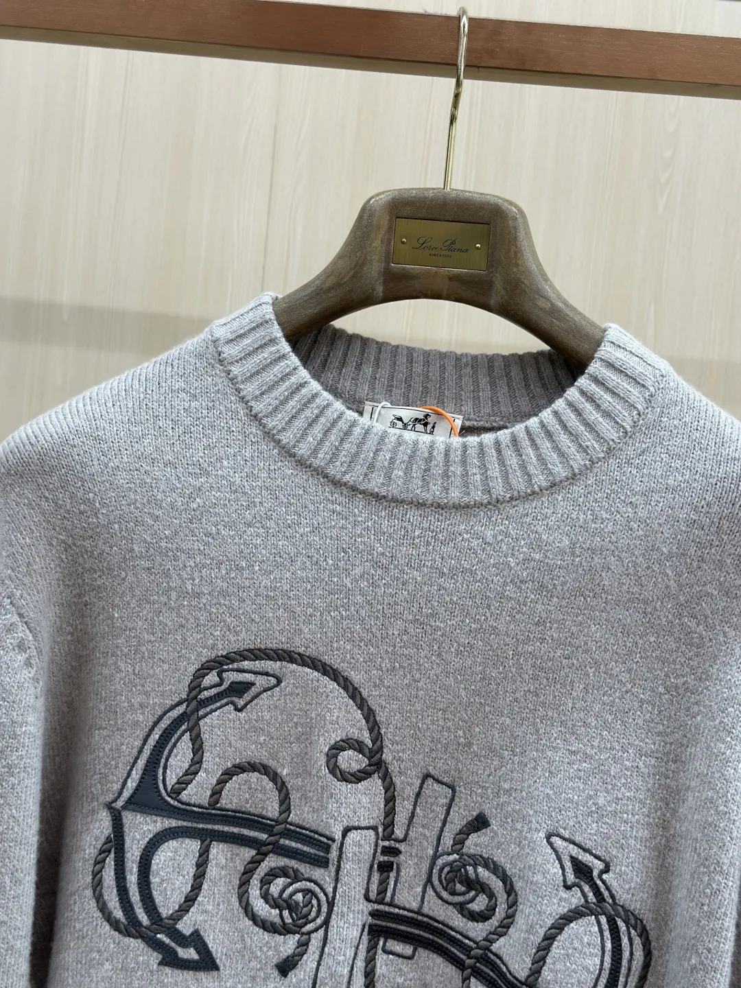 Embroidered Anchor Motif Wool-Cotton Sweater D30520436 — view 5
