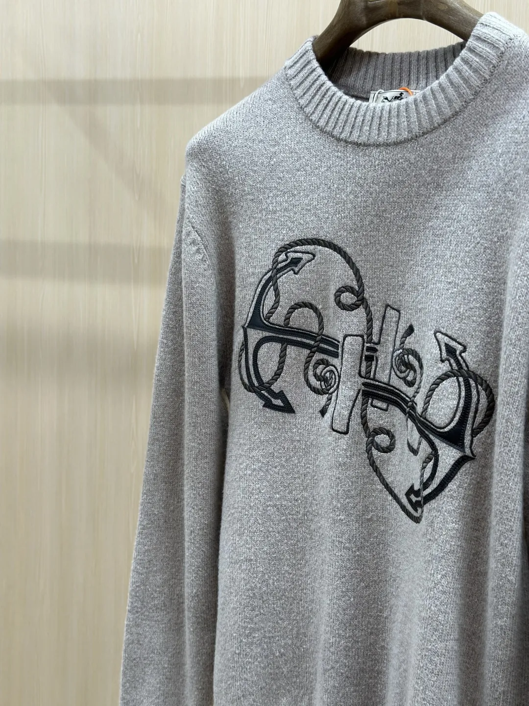 Embroidered Anchor Motif Wool-Cotton Sweater D30520436 — view 7