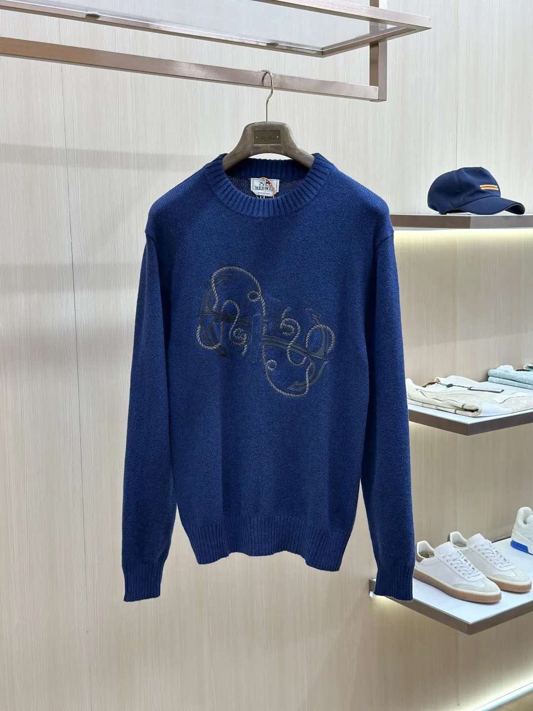 Embroidered Anchor Motif Wool-Blend Sweater D30520437