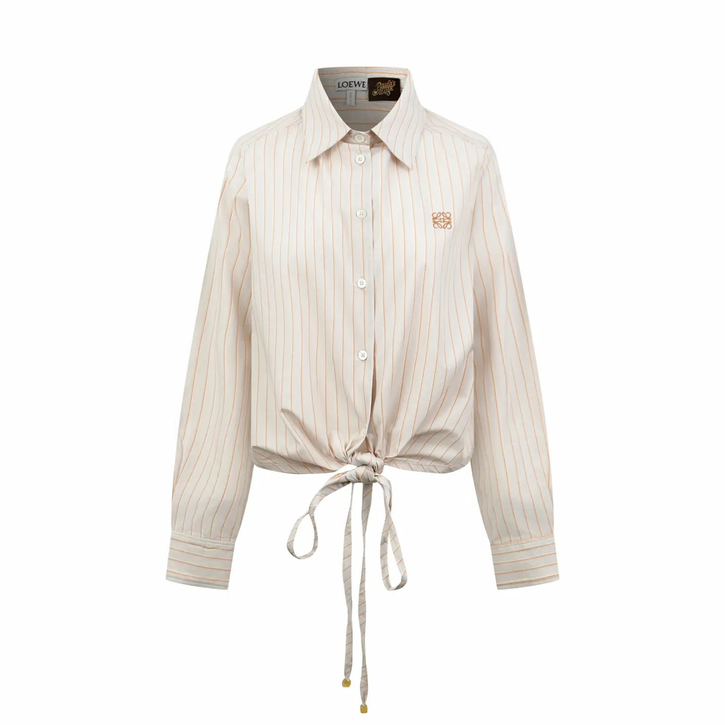 Anagram Embroidered Striped Poplin Tie-Front Shirt D30519167