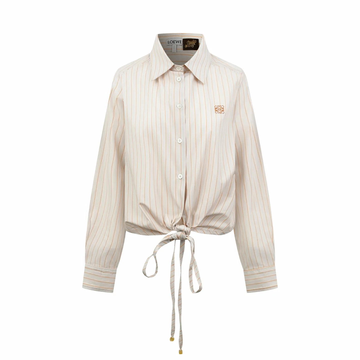 Anagram Embroidered Striped Poplin Tie-Front Shirt D30519167