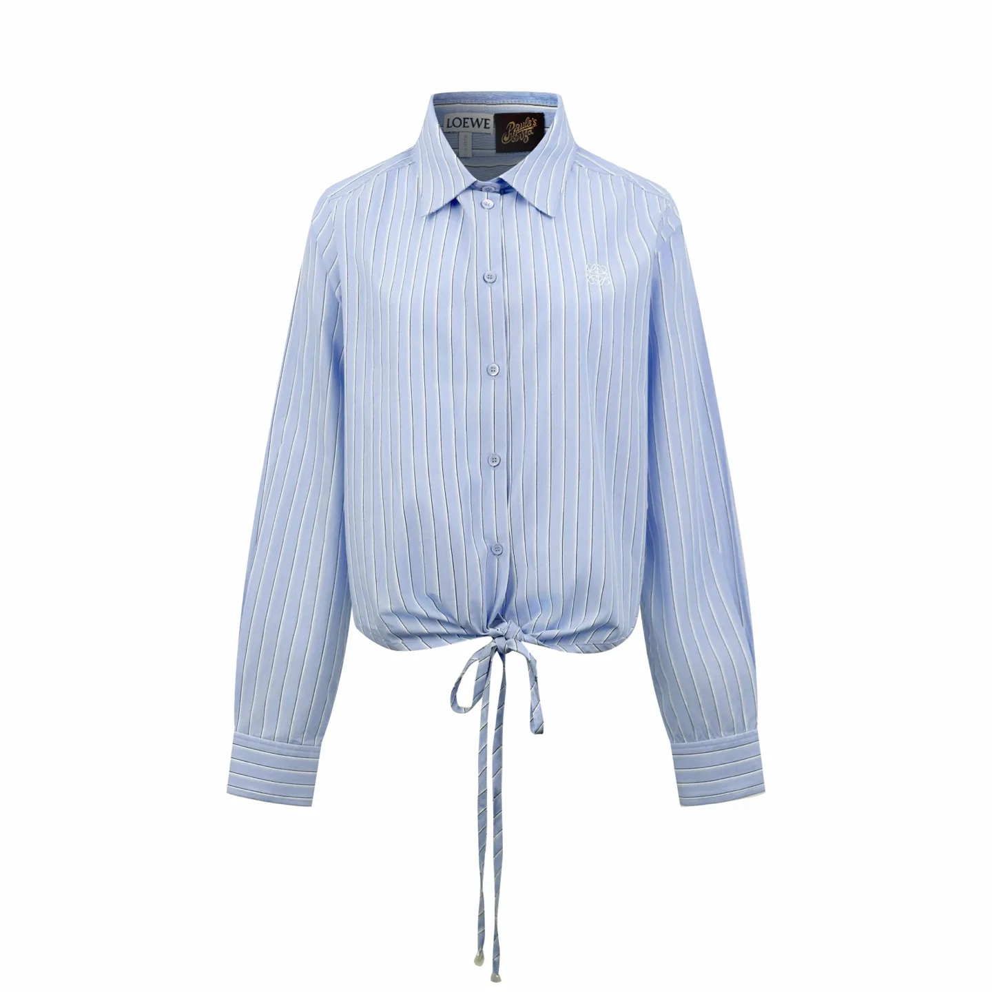 Anagram Embroidered Striped Tie-Hem Poplin Shirt D30519168
