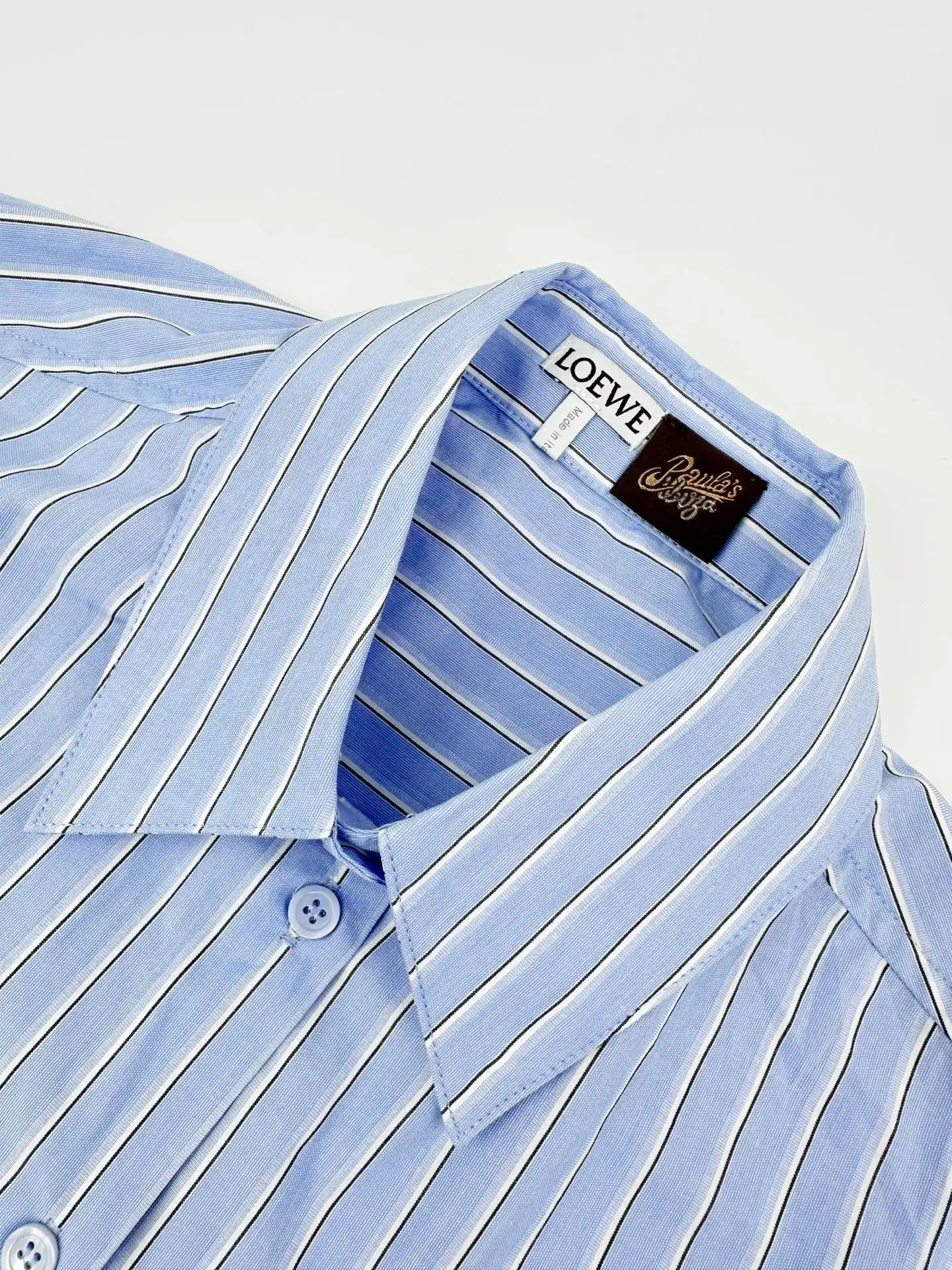 Anagram Embroidered Striped Tie-Hem Poplin Shirt D30519168 — view 3