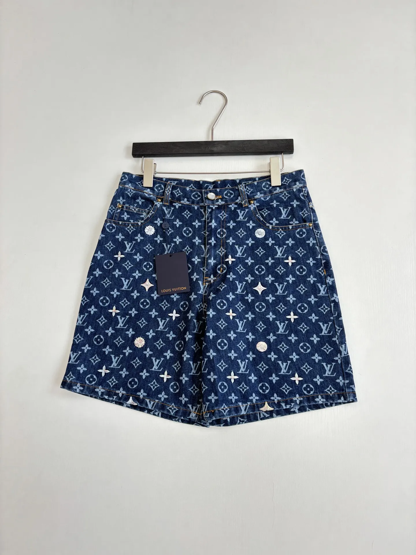 Monogram Embroidered Denim Shorts D30818596 — view 3