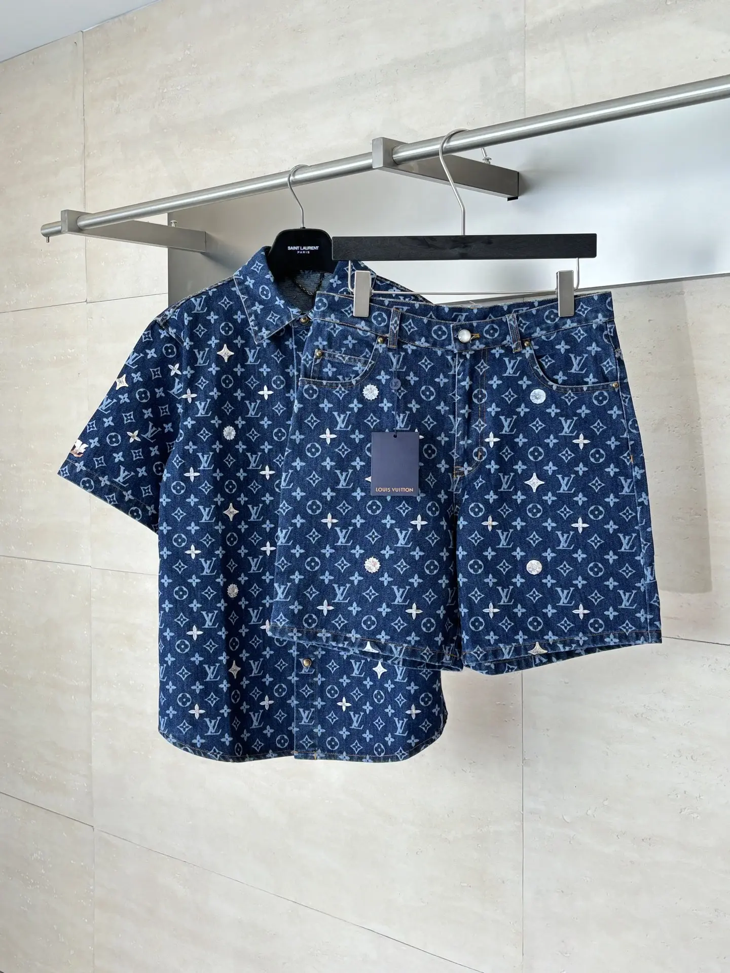 Monogram Embroidered Denim Shorts D30818596 — view 4