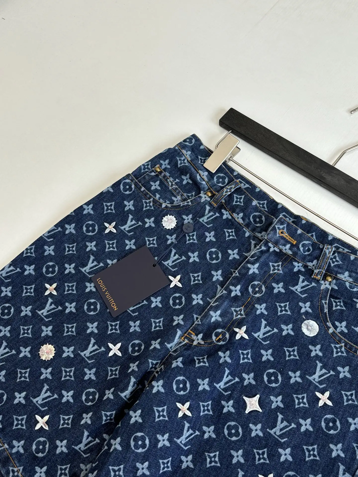 Monogram Embroidered Denim Shorts D30818596 — view 7