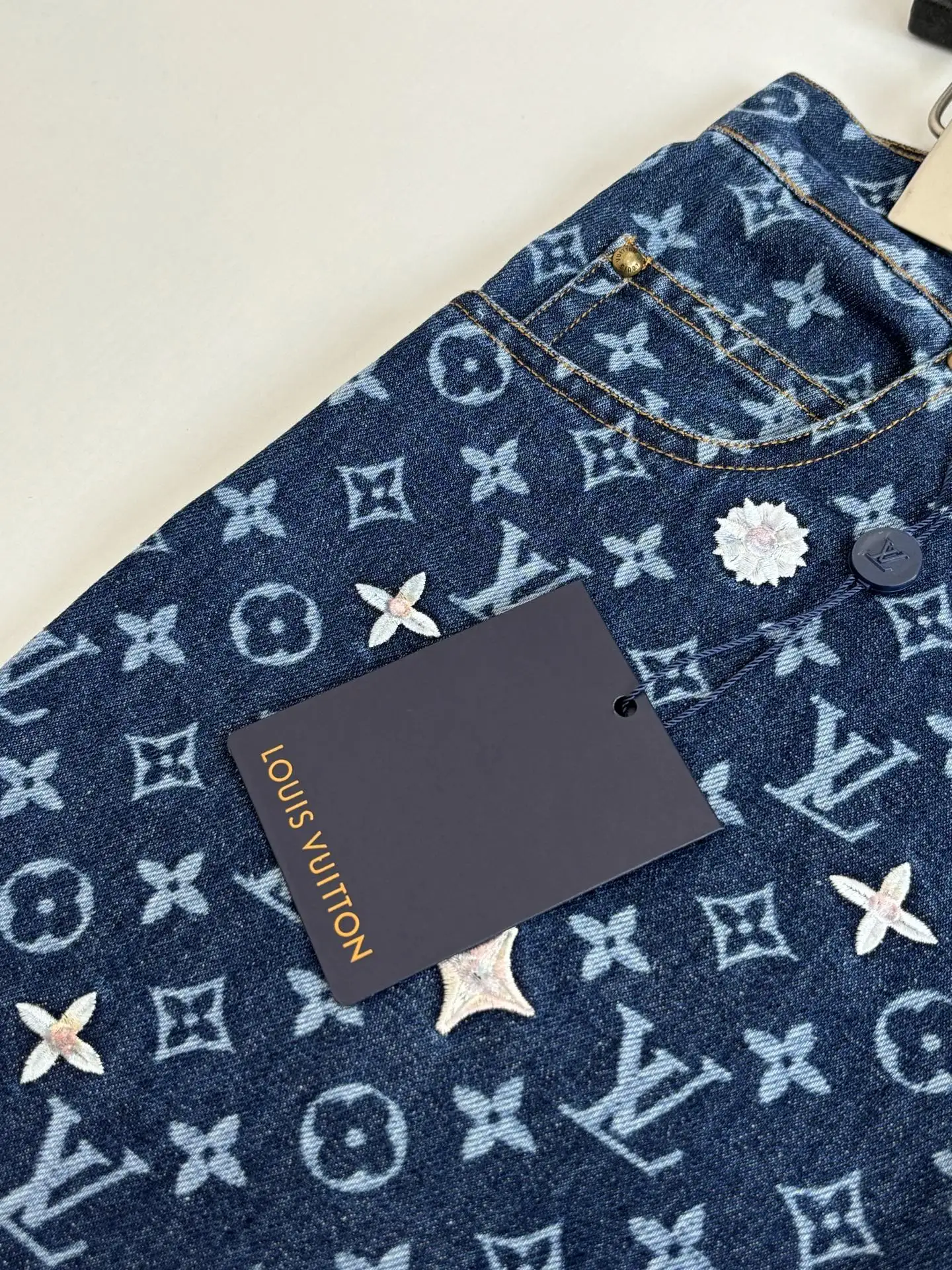 Monogram Embroidered Denim Shorts D30818596 — view 8