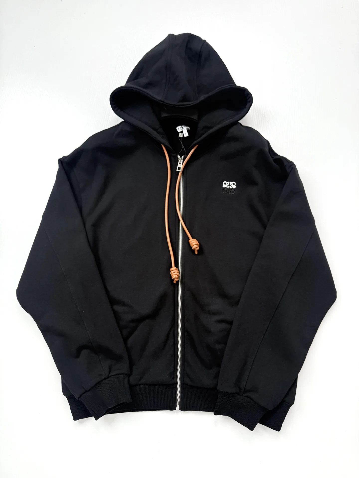 Anagram Embroidered Zip-Up Hoodie with Leather Drawstrings D30821960 — view 3