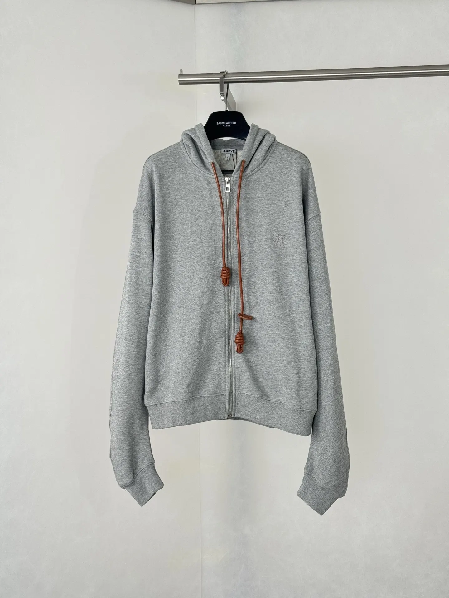 Flamenco Leather-Trimmed Zip-Up Hoodie D30818763