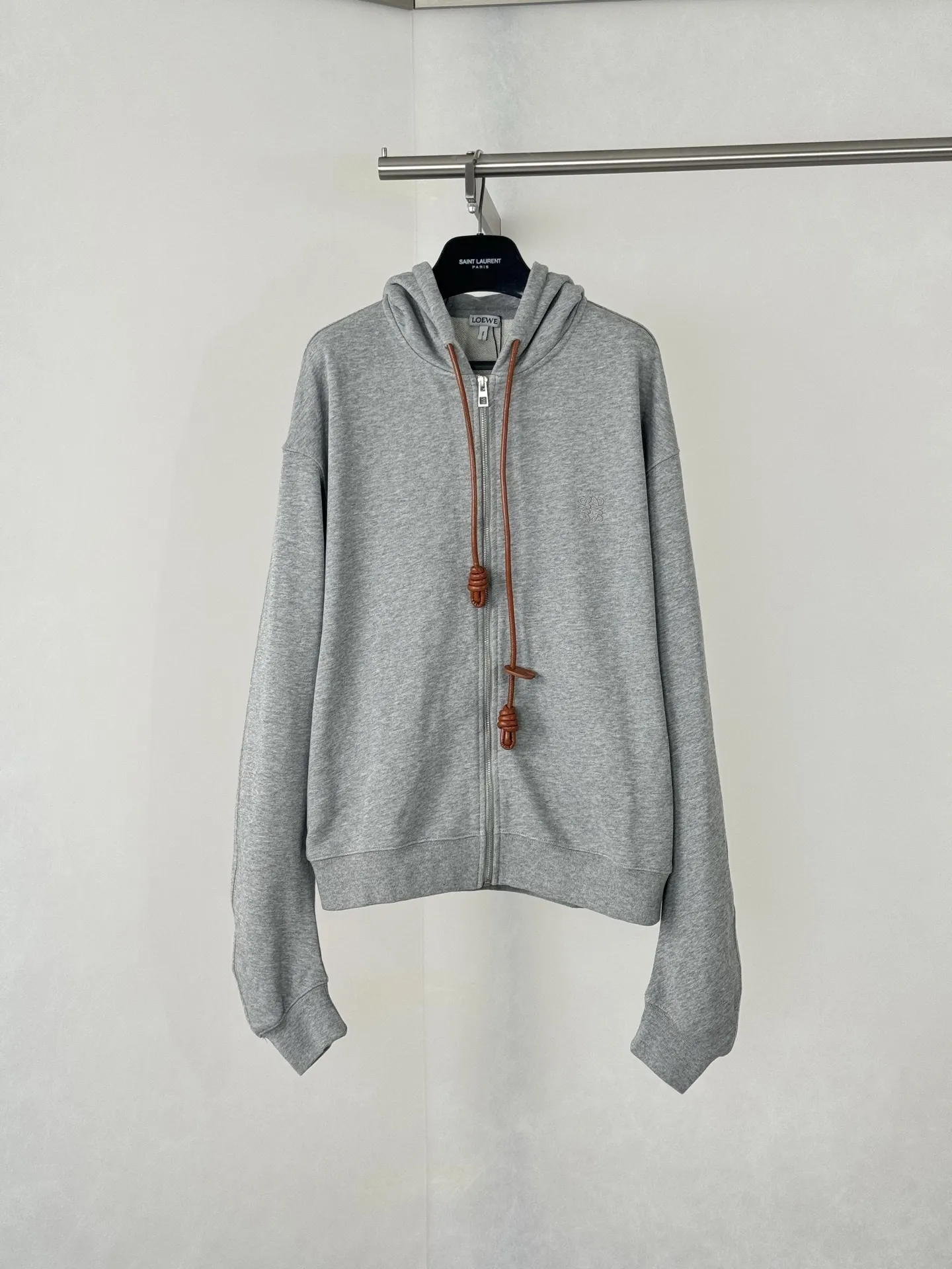 Flamenco Leather-Trimmed Zip-Up Hoodie D30818763