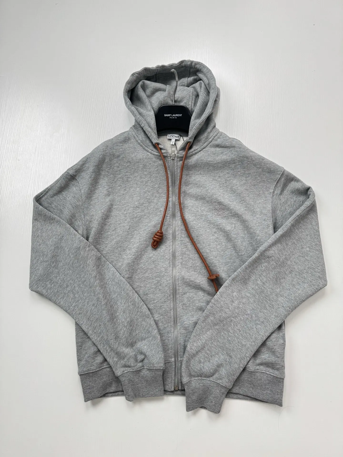 Flamenco Leather-Trimmed Zip-Up Hoodie D30818763 — view 3