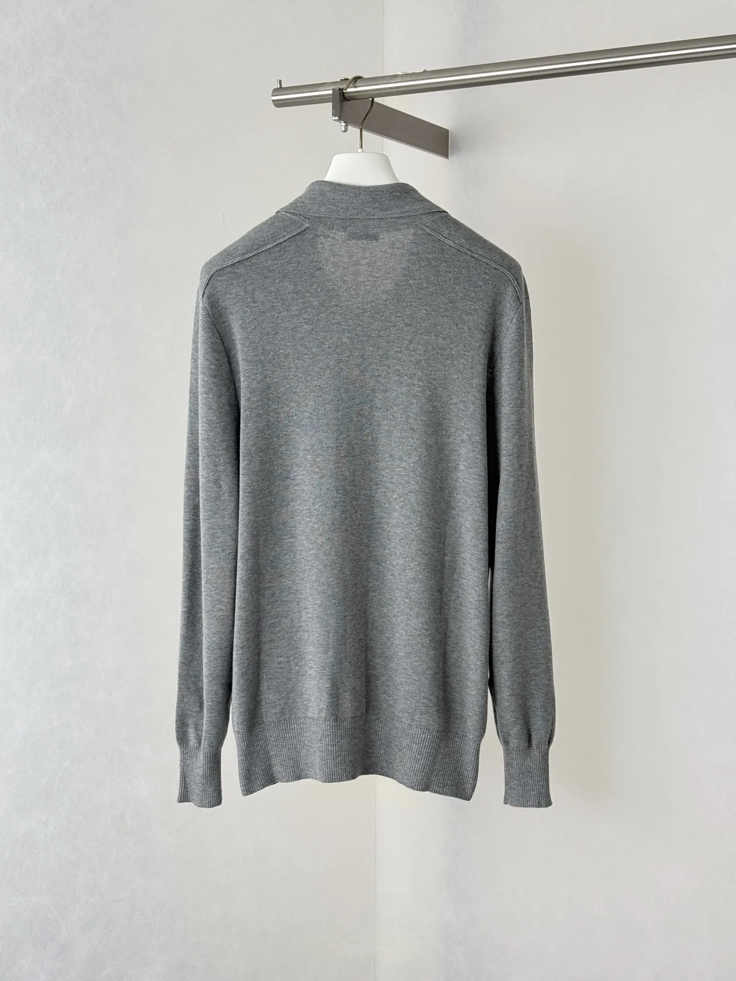 Check-Trim Knit Polo Cardigan D31022006 — view 2