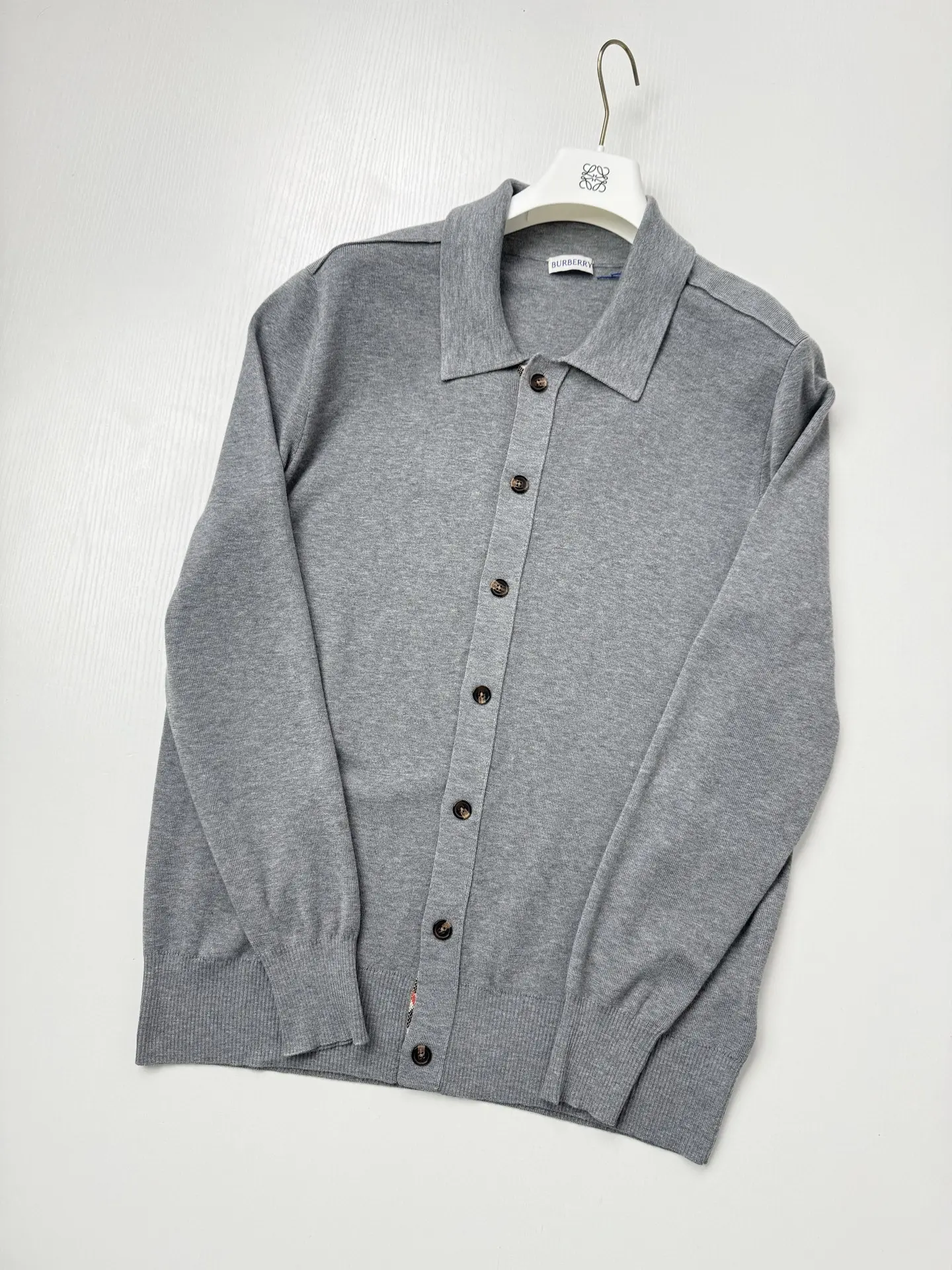 Check-Trim Knit Polo Cardigan D31022006 — view 3